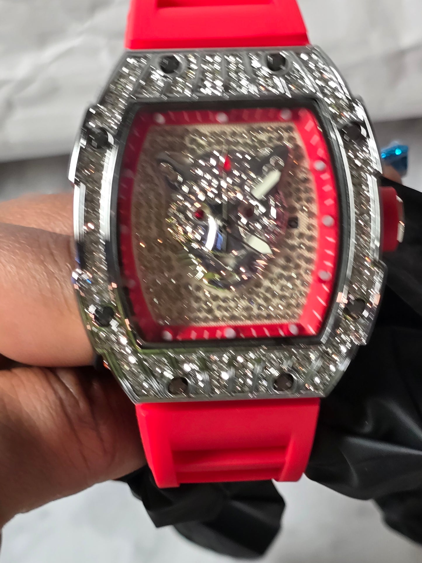 45mm Sports luxury watch Tiger Face VVS CZ Stones