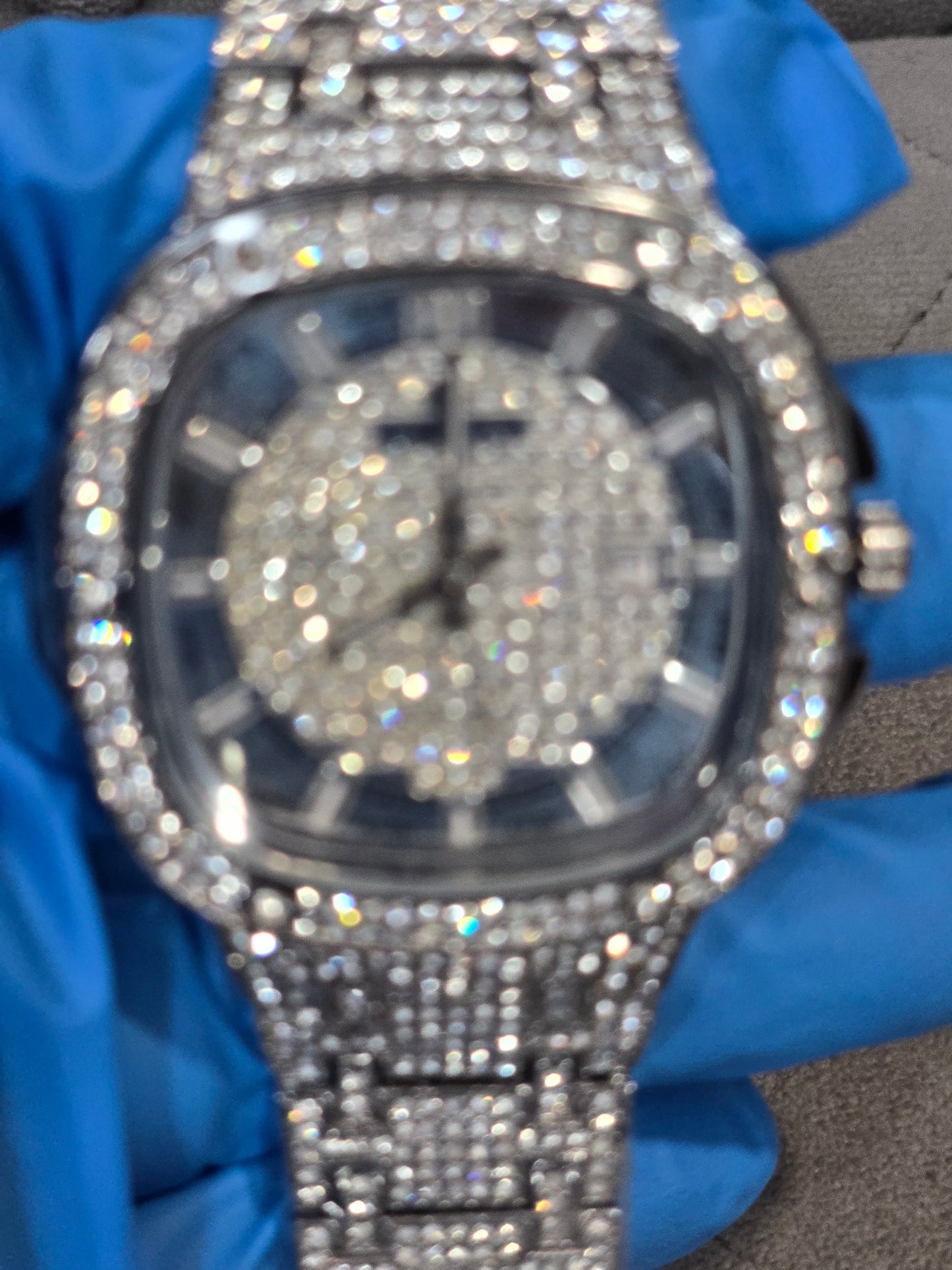 42MM Iced Out Statement Watch - VVS CZ Stones - Silver Over Copper ,SS
