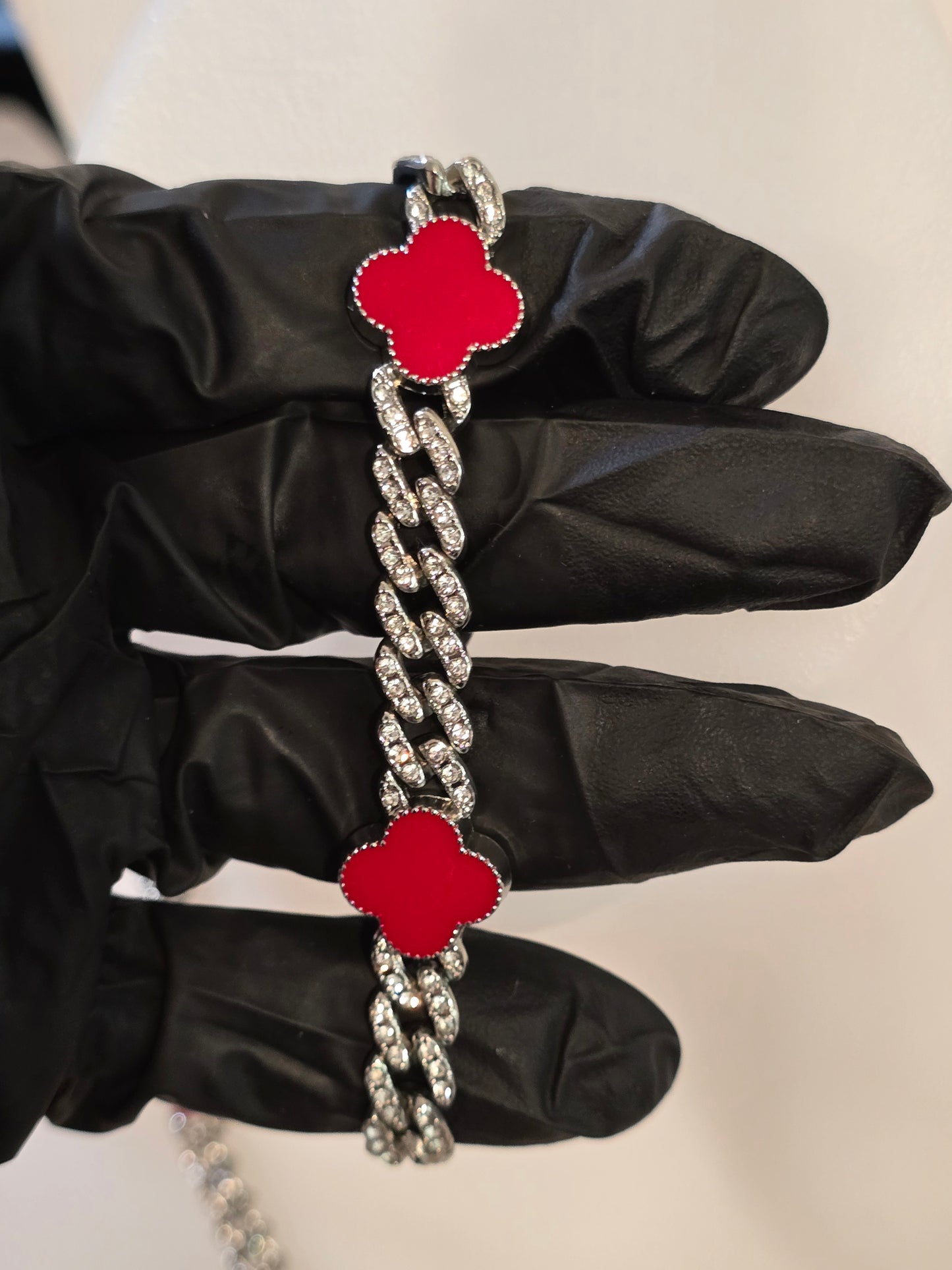 ICED OUT 24inch Red Clover Necklace