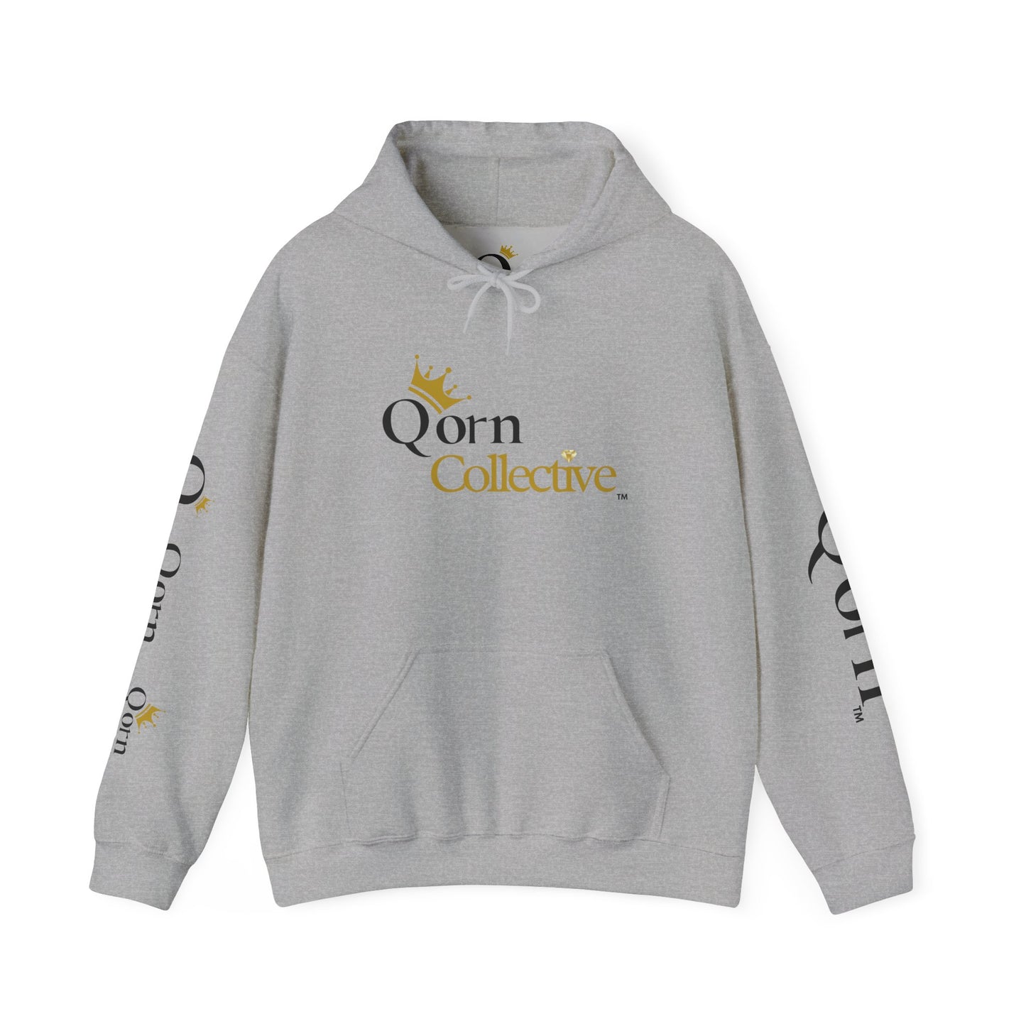 Qorn Collective Logo Hoodie — White Crown Graphic Pullover