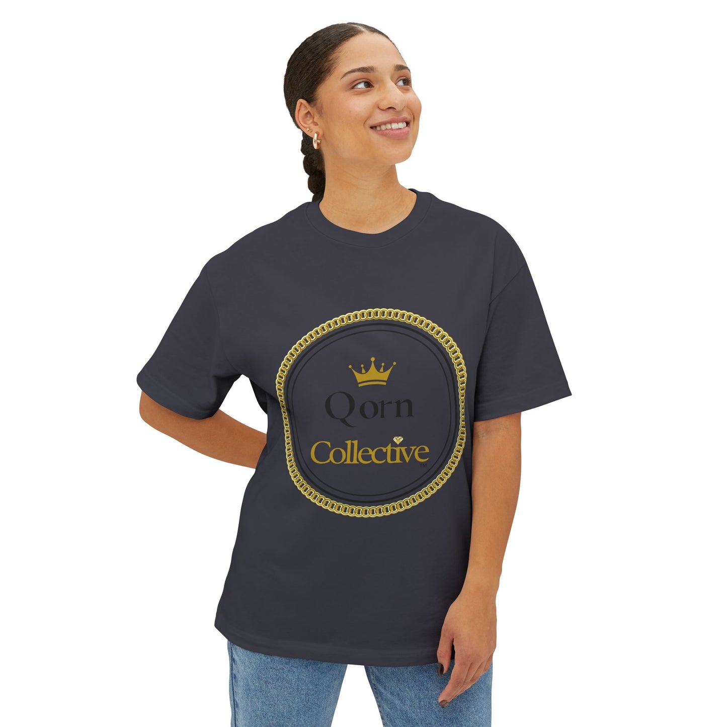 Qorn Collective Crown Tee — Oversized Boxy Graphic T-Shirt