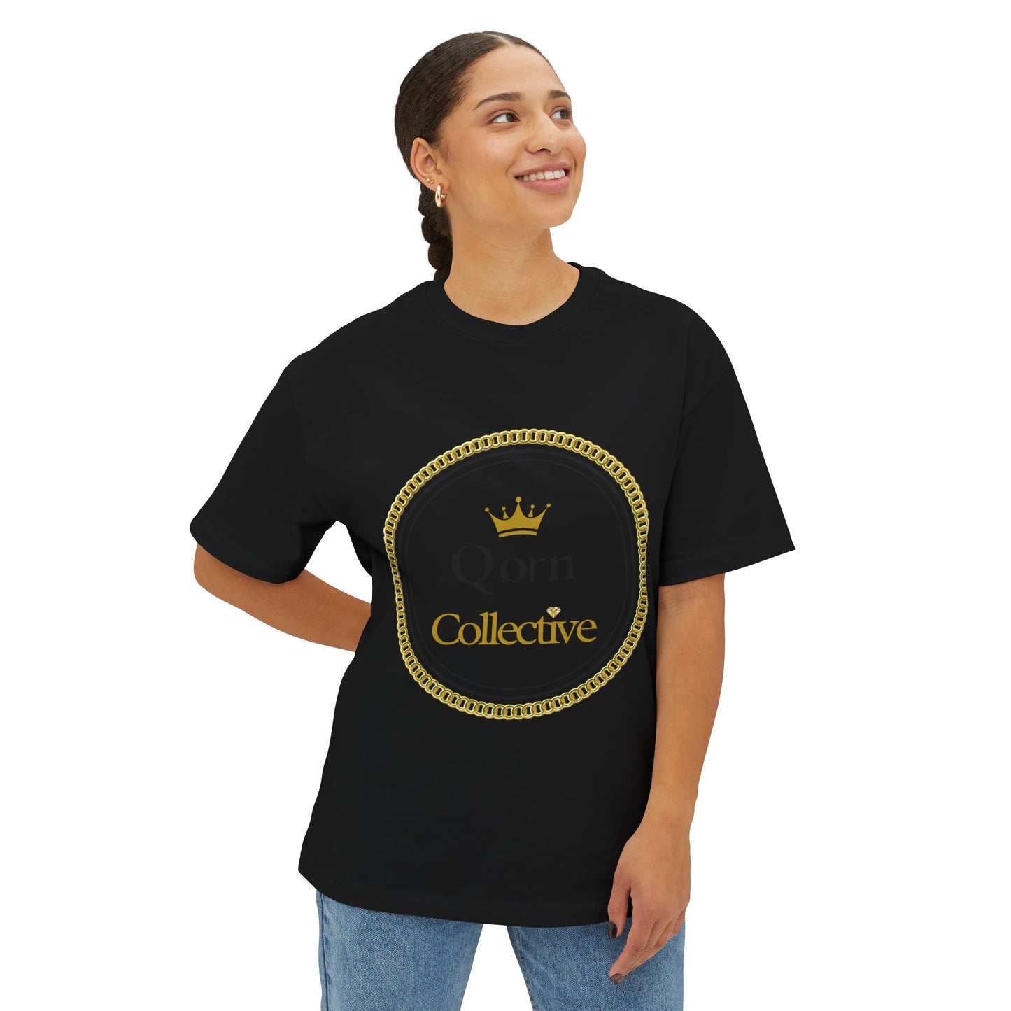 Qorn Collective Crown Tee — Oversized Boxy Graphic T-Shirt