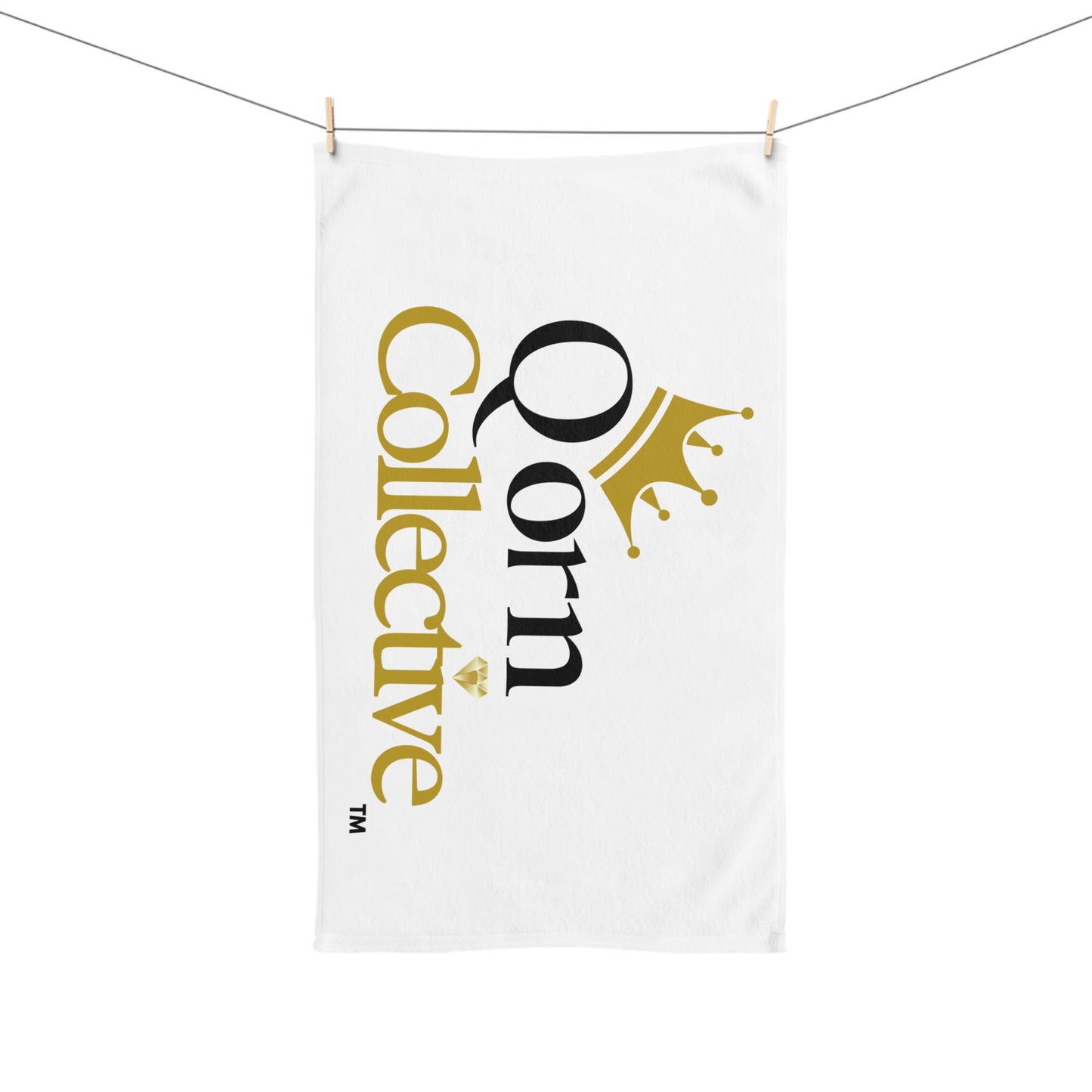 Qorn Collective Crown Logo Hand Towel — Gold & Black Decorative Kitchen/Guest Towel