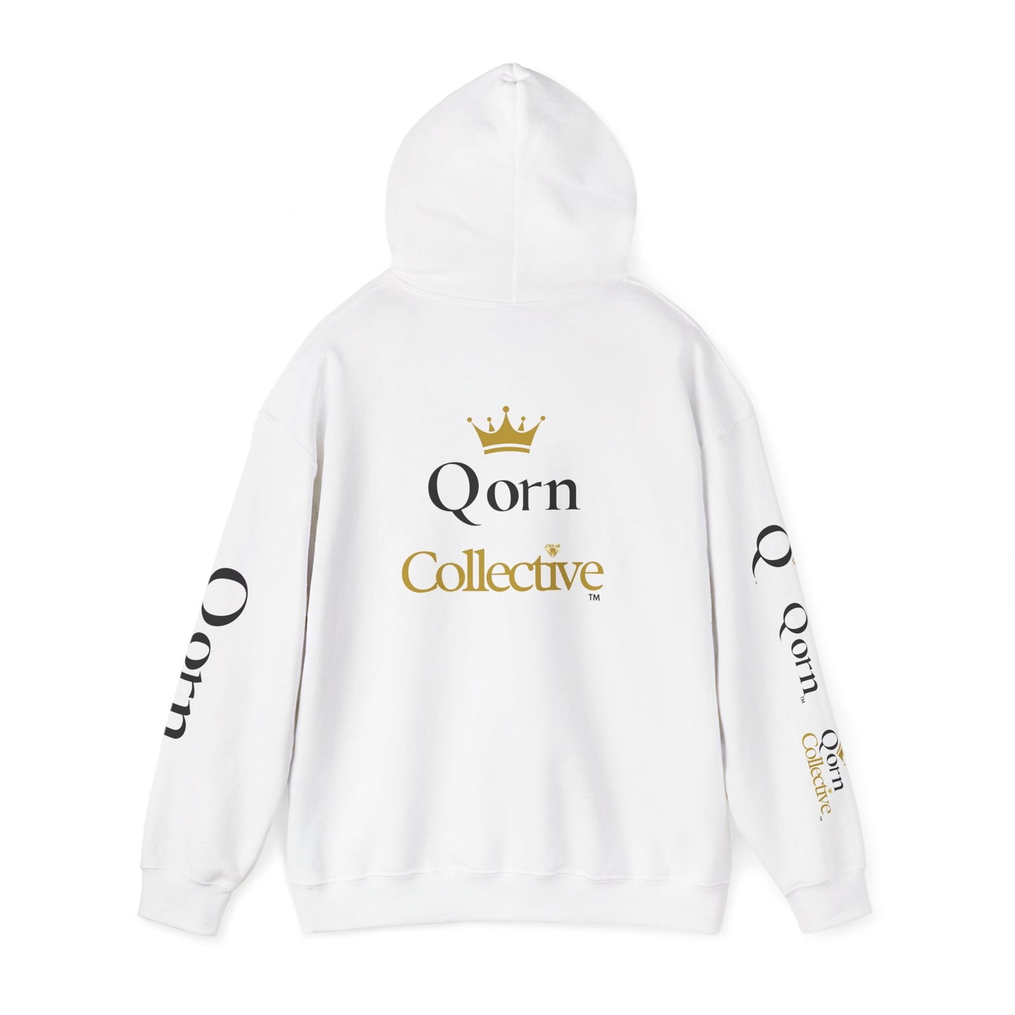 Qorn Collective Logo Hoodie — White Crown Graphic Pullover