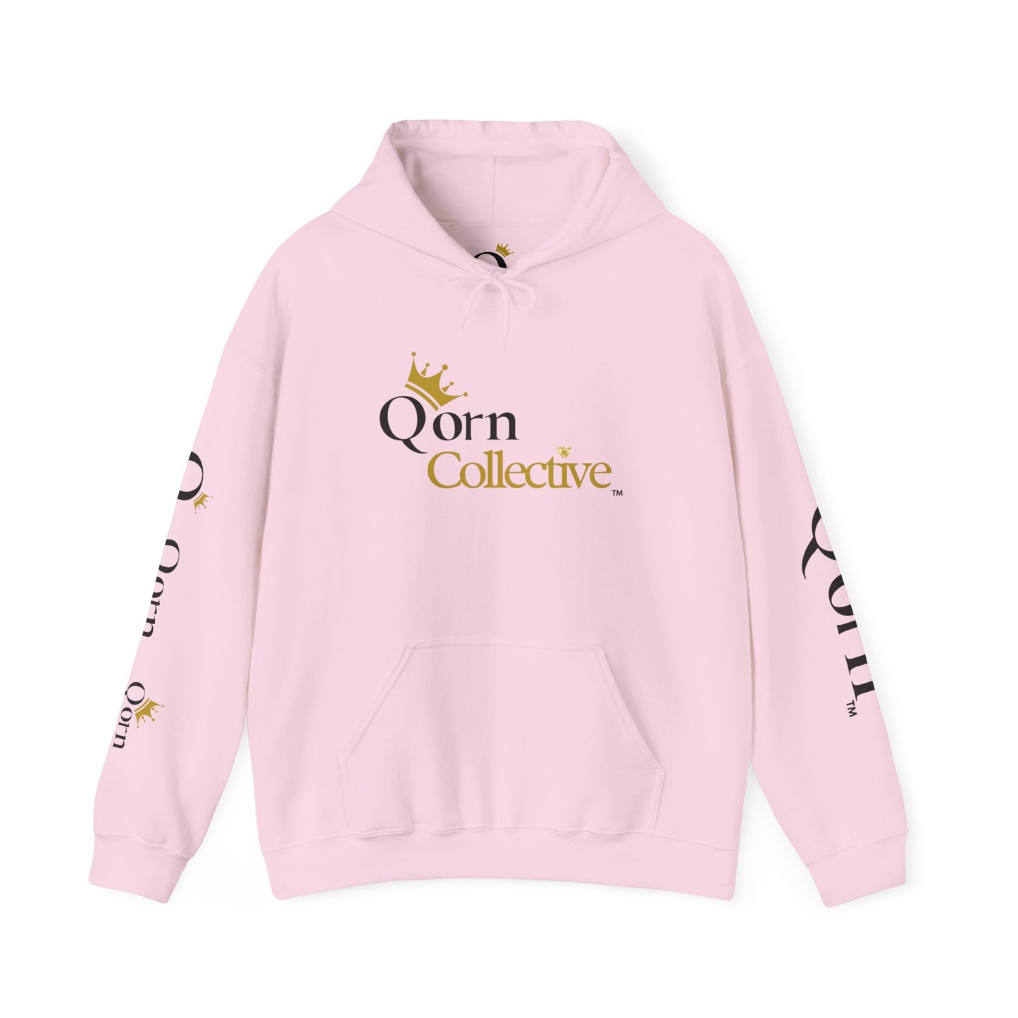 Qorn Collective Logo Hoodie — White Crown Graphic Pullover