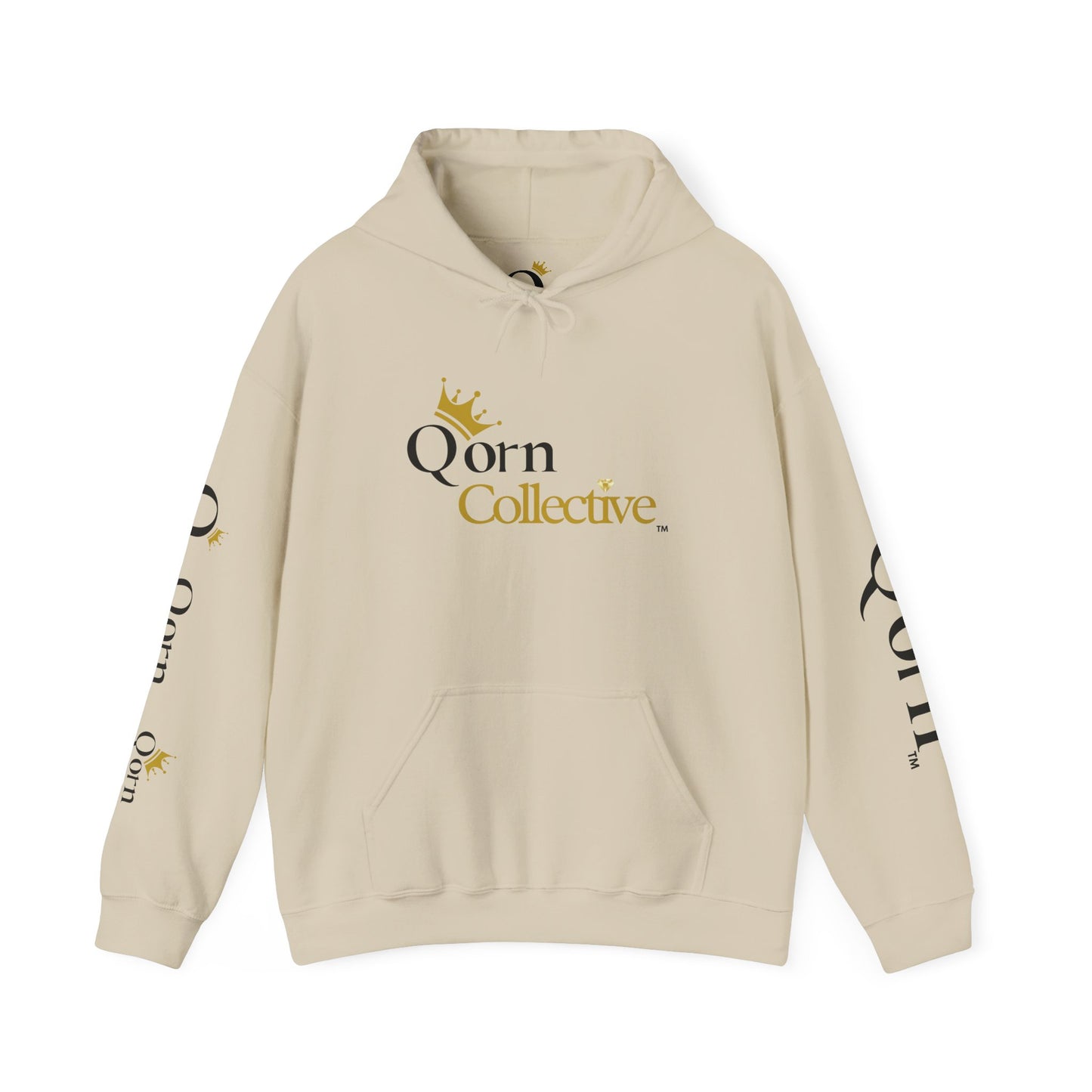 Qorn Collective Logo Hoodie — White Crown Graphic Pullover