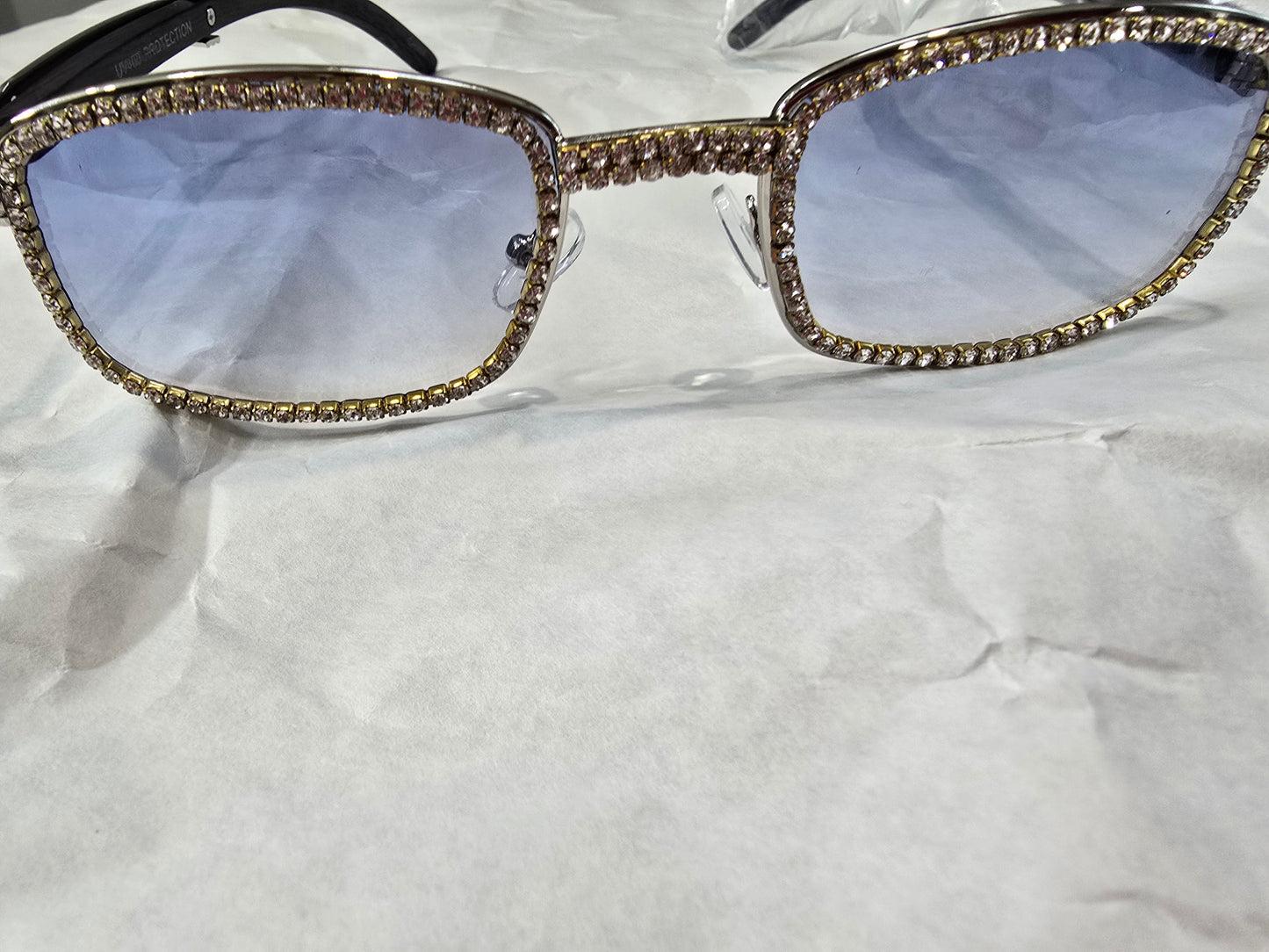 Gold Square Sunglasses VVS CZ Stones with Case. Iced out bling vvs cz.