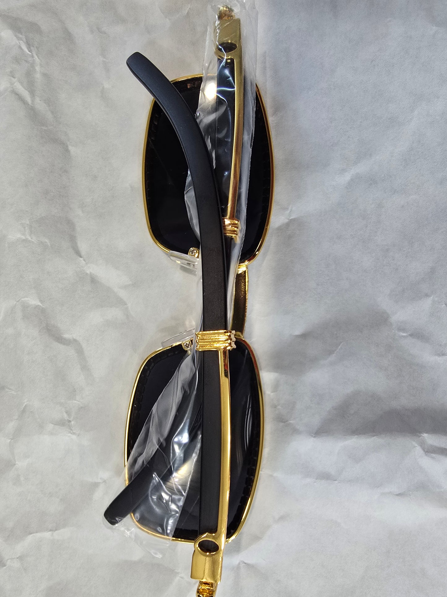 Gold Square Sunglasses VVS CZ Stones with Case. Iced out bling vvs cz.