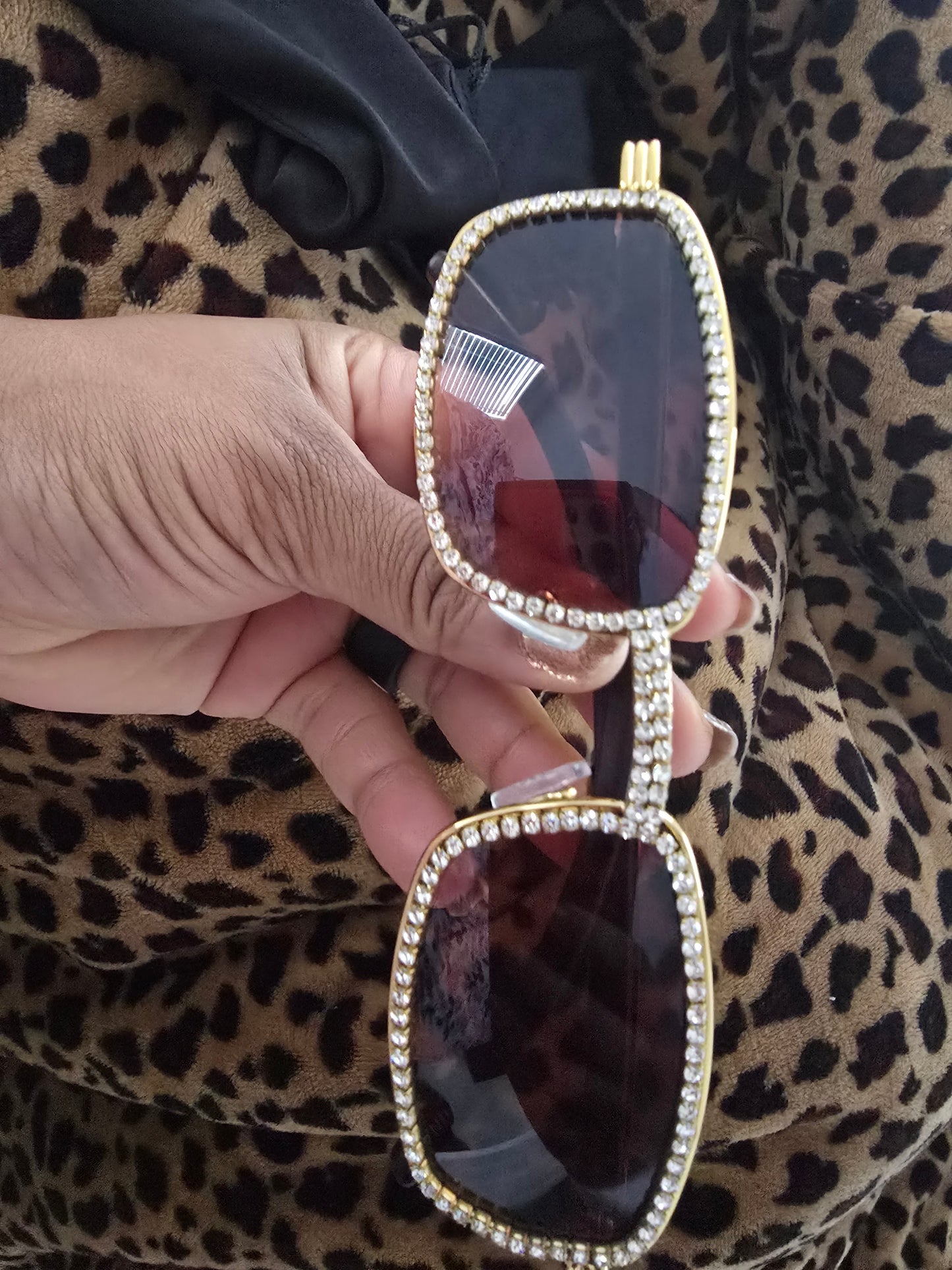Gold Square Sunglasses VVS CZ Stones with Case. Iced out bling vvs cz.