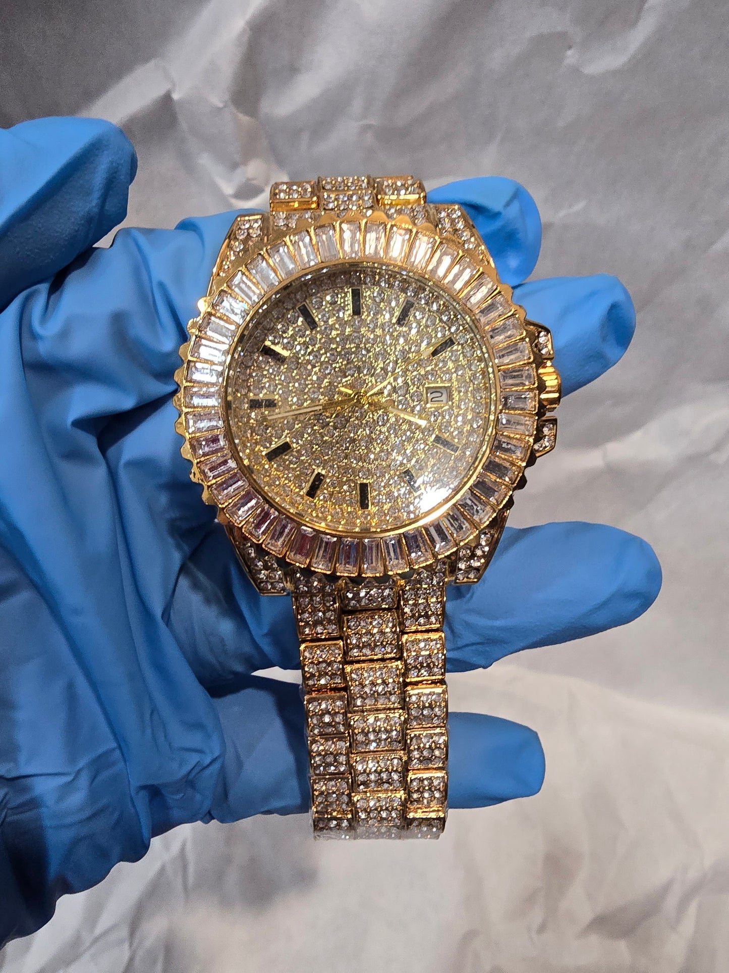Bezel Bling King  Iced Out Watch - Silver Tone VVS CZ 40mm Rotating Bezel
