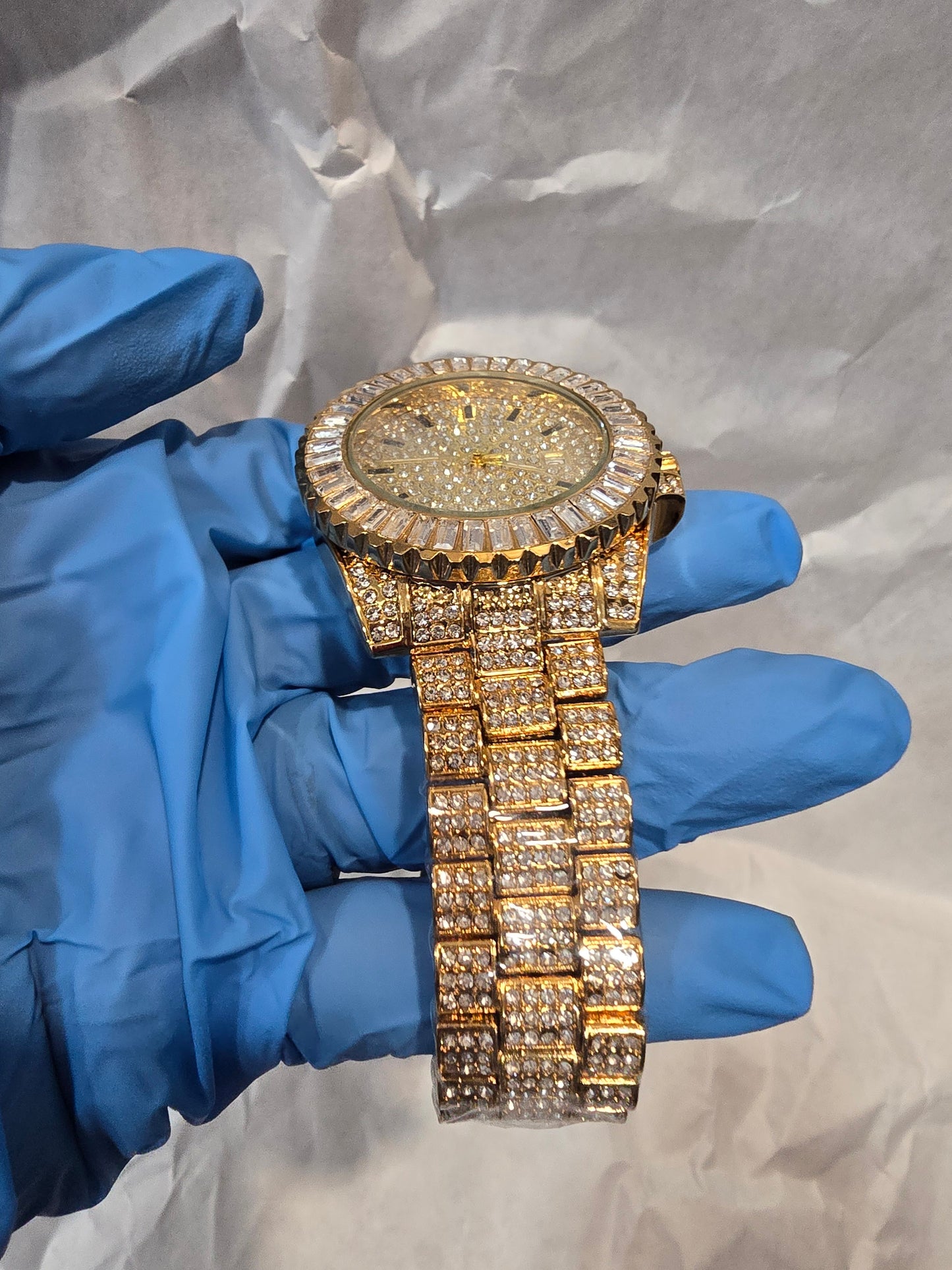 Bezel Bling King  Iced Out Watch - Silver Tone VVS CZ 40mm Rotating Bezel