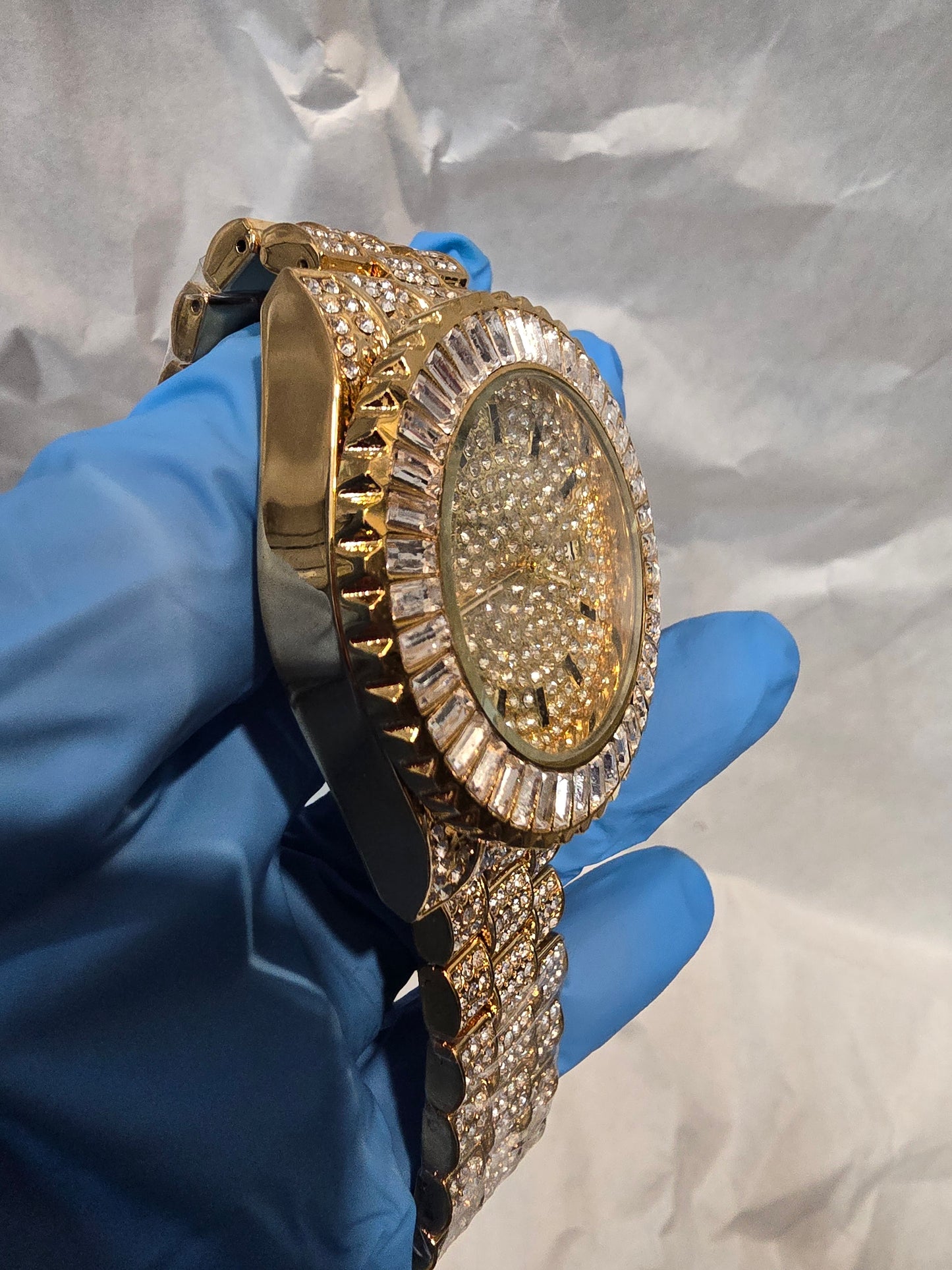 Bezel Bling King  Iced Out Watch - Silver Tone VVS CZ 40mm Rotating Bezel