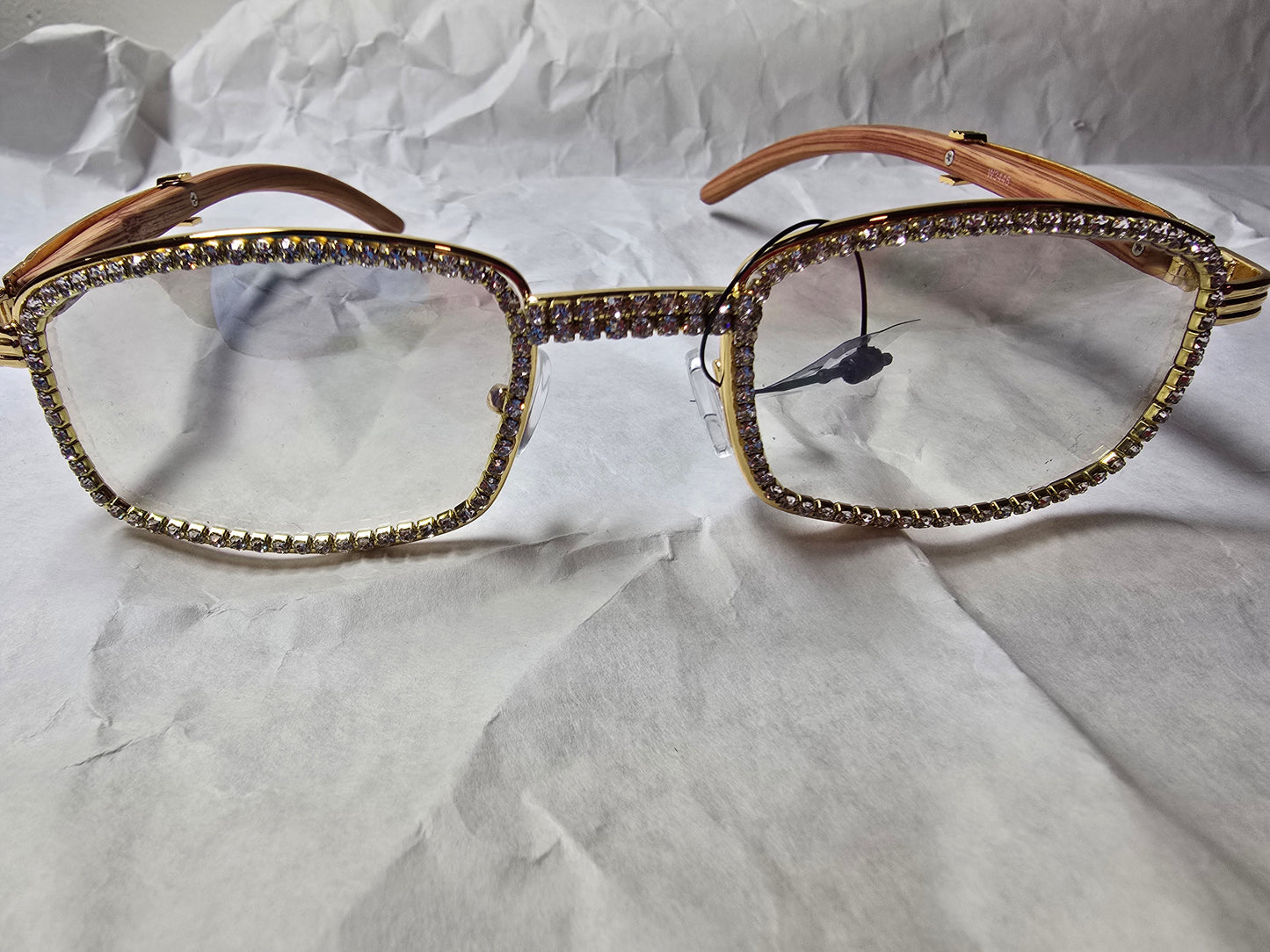 Gold Square Sunglasses VVS CZ Stones with Case. Iced out bling vvs cz.