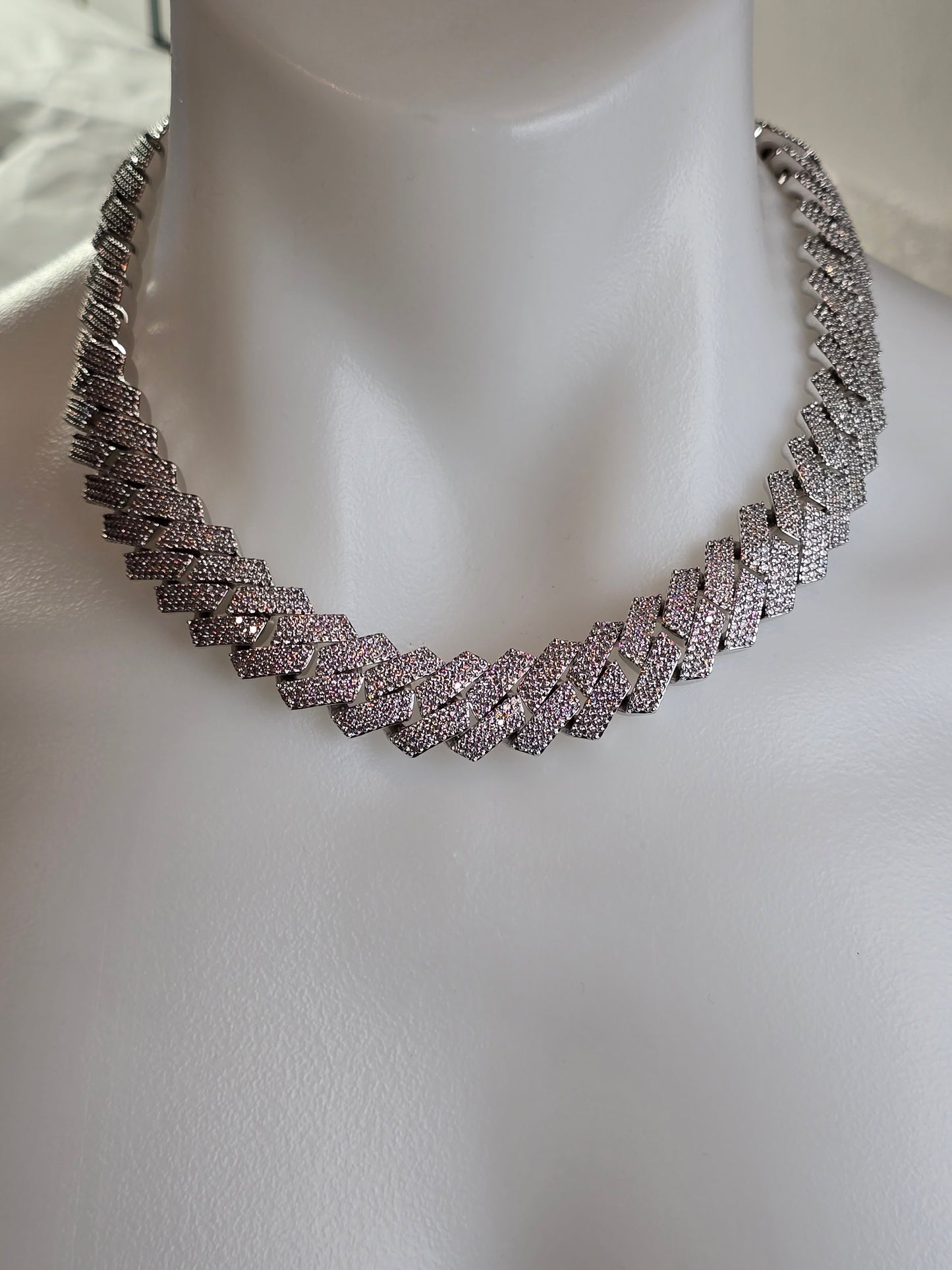 Sample The Signature"Qorn" Heavy Hitter Cubana  Multi-Row Iced- Out links 5X PLATING