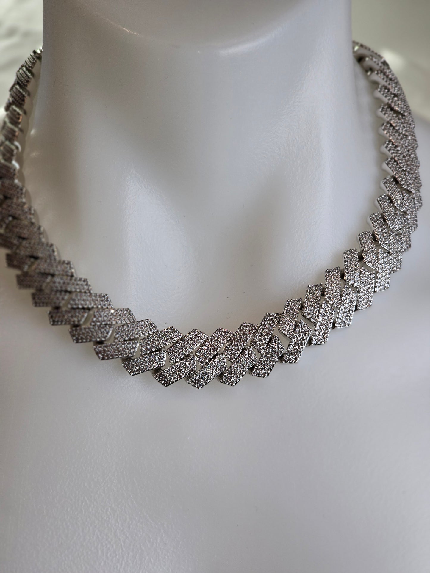Sample The Signature"Qorn" Heavy Hitter Cubana  Multi-Row Iced- Out links 5X PLATING