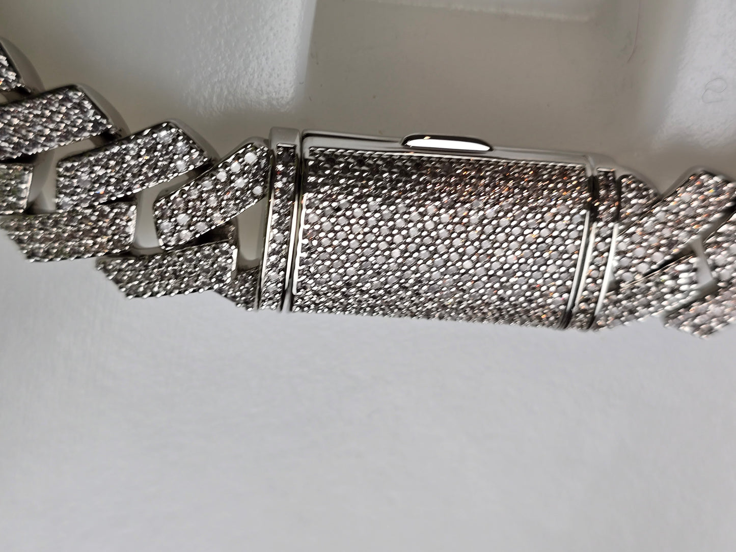 Sample The Signature"Qorn" Heavy Hitter Cubana  Multi-Row Iced- Out links 5X PLATING