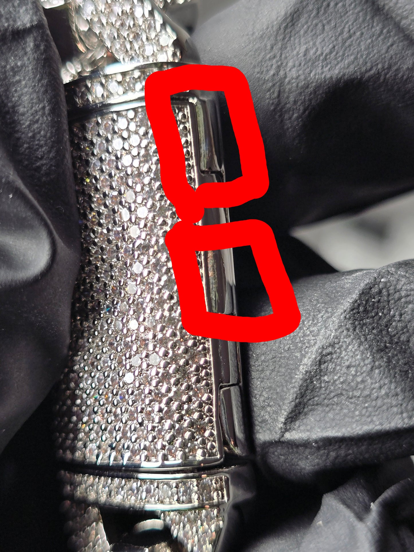 Sample The Signature"Qorn" Heavy Hitter Cubana  Multi-Row Iced- Out links 5X PLATING