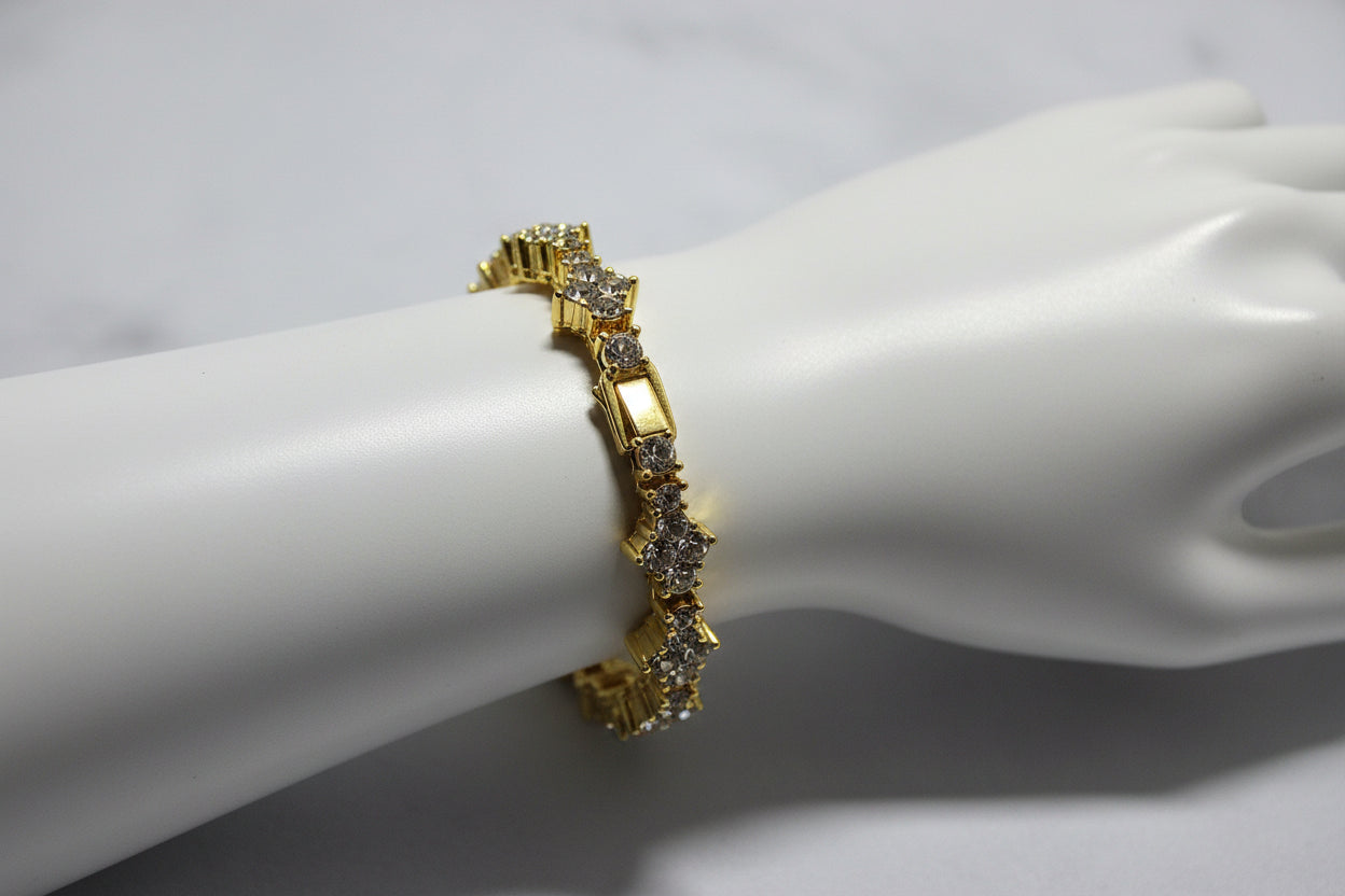 8inch 4mm stainless steel multi-stone  VVS cluster stone bracelet
