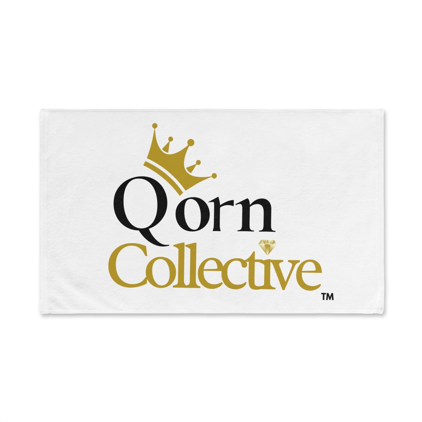 Qorn Collective Crown Logo Hand Towel — Gold & Black Decorative Kitchen/Guest Towel