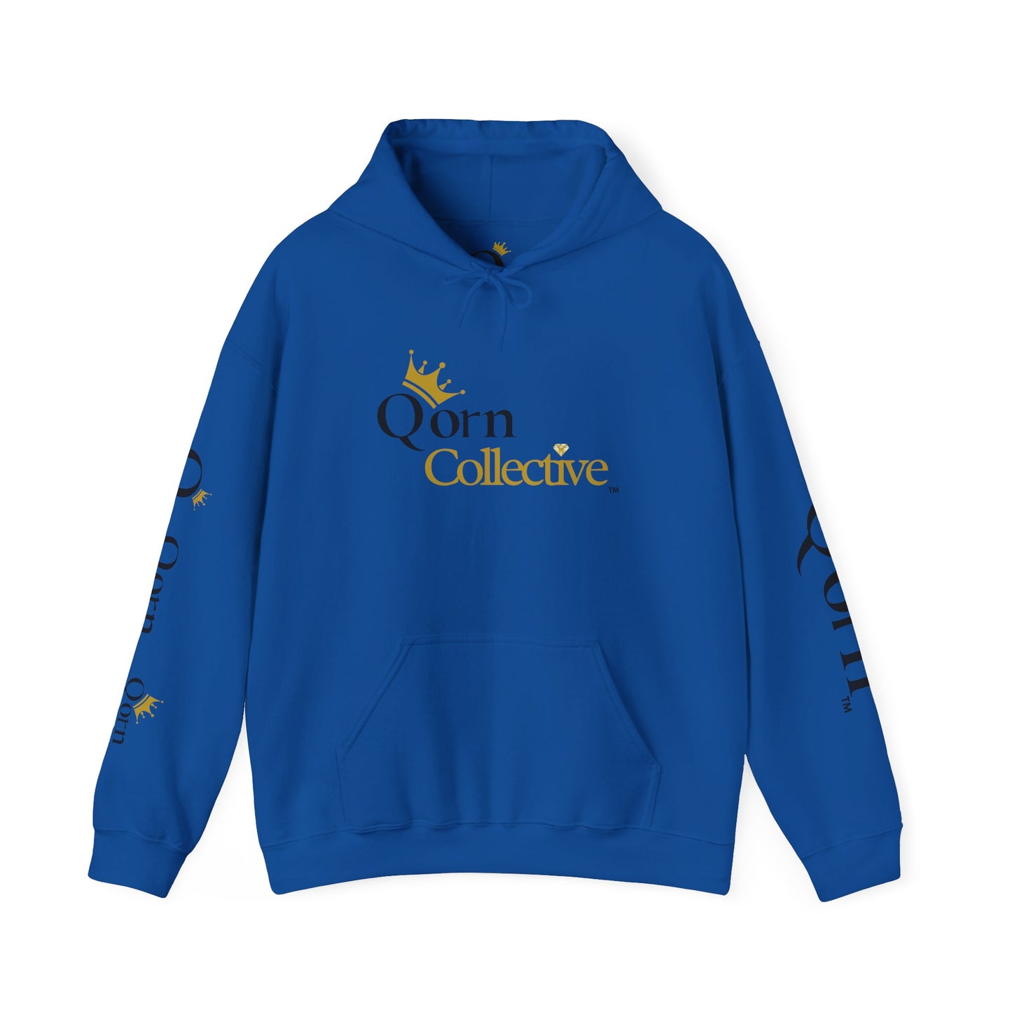 Qorn Collective Logo Hoodie — White Crown Graphic Pullover