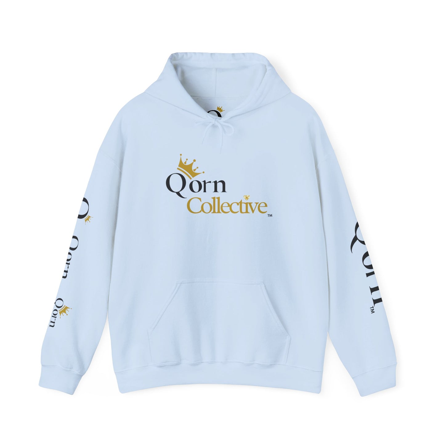 Qorn Collective Logo Hoodie — White Crown Graphic Pullover