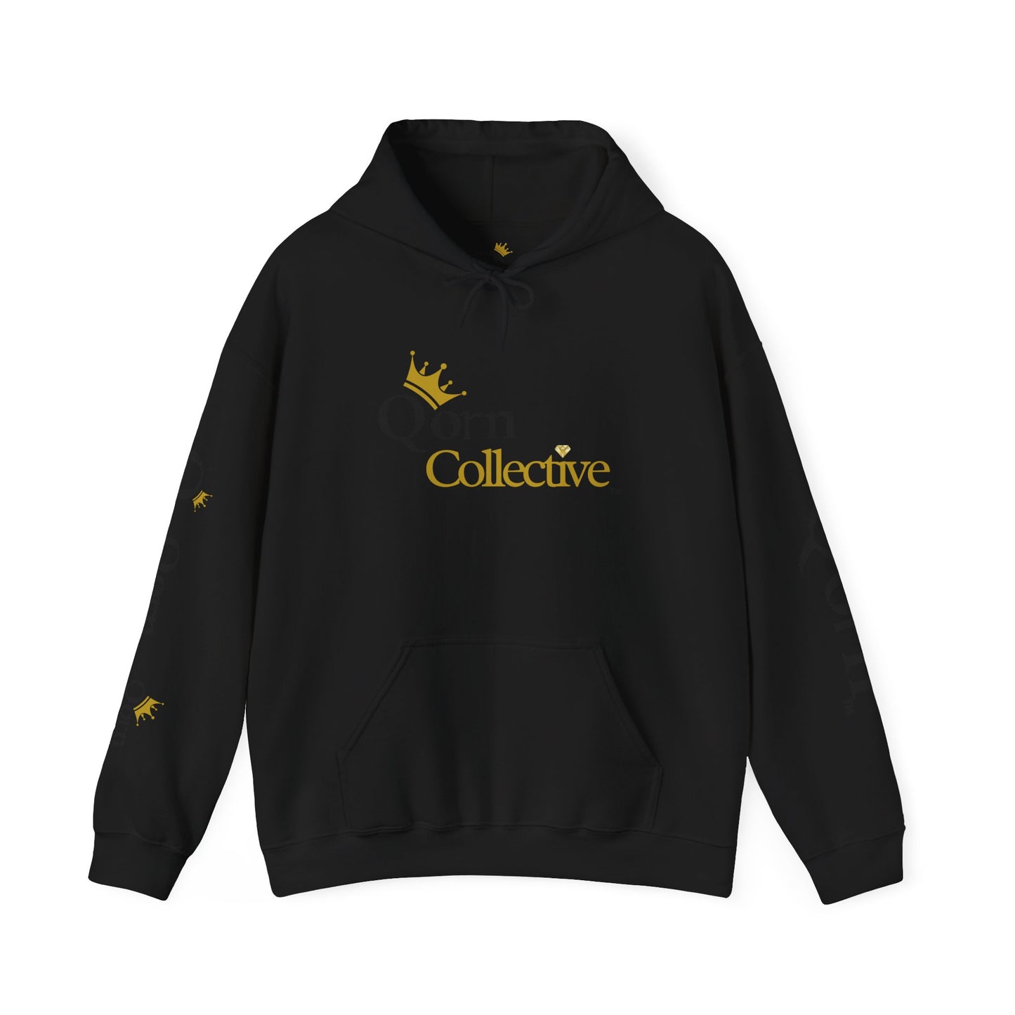 Qorn Collective Logo Hoodie — White Crown Graphic Pullover