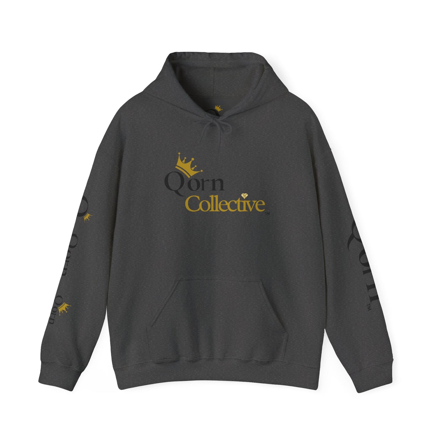 Qorn Collective Logo Hoodie — White Crown Graphic Pullover
