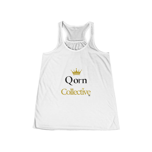 Qorn Collective Women's Racerback Tank — Logo & QR Code Social Media Flow Tank Top