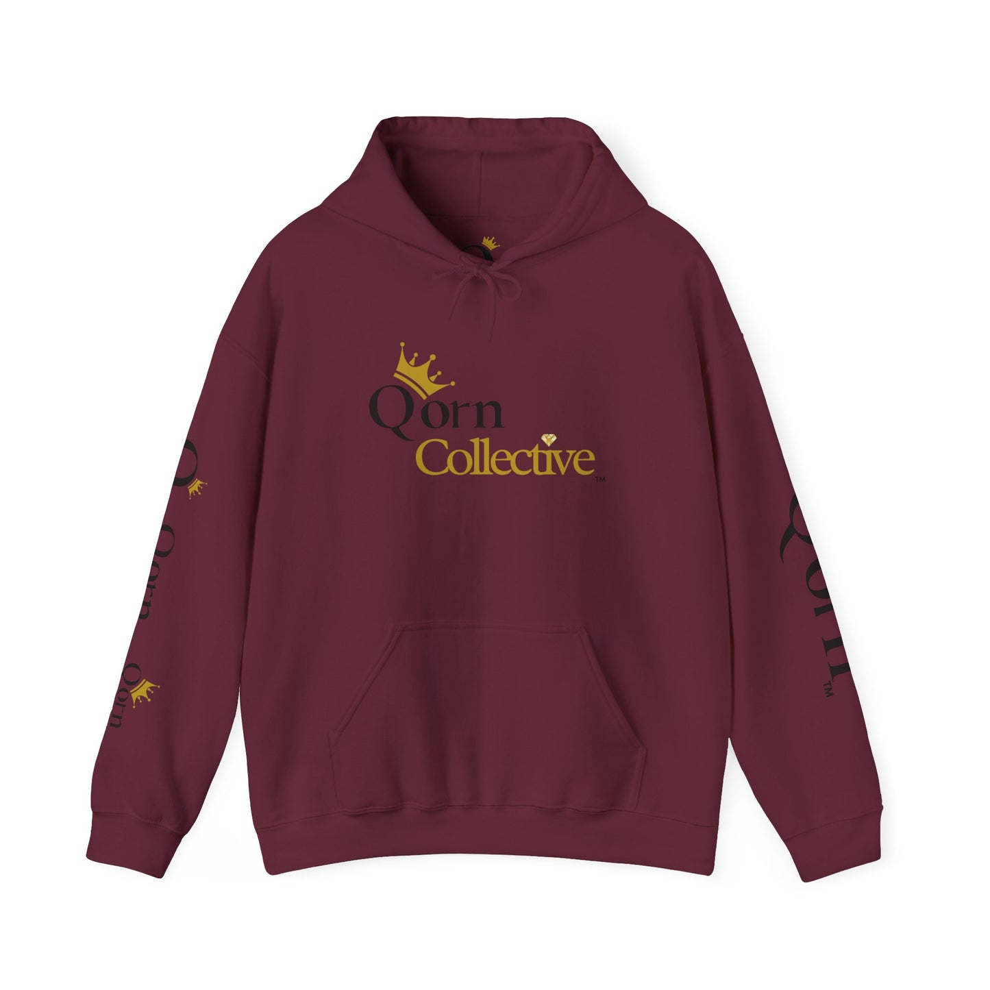 Qorn Collective Logo Hoodie — White Crown Graphic Pullover
