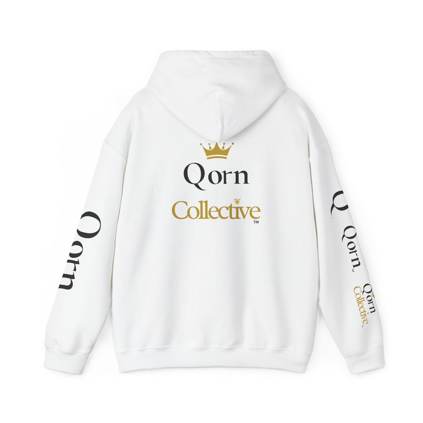 Qorn Collective Logo Hoodie — White Crown Graphic Pullover