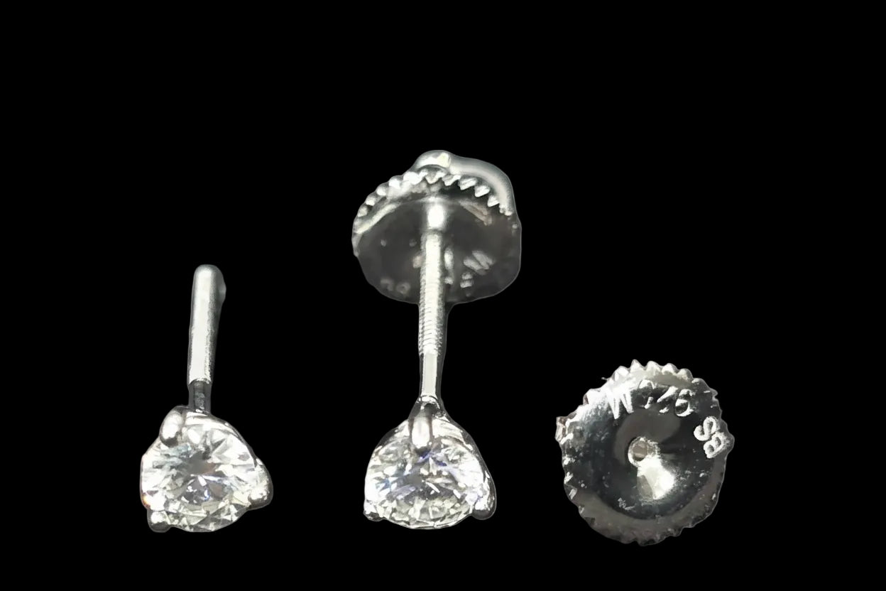 925 Sterling Silver Moissanite Screwback Earrings 0.44 CTW(5mm)VVSD COLOR. Luxury!