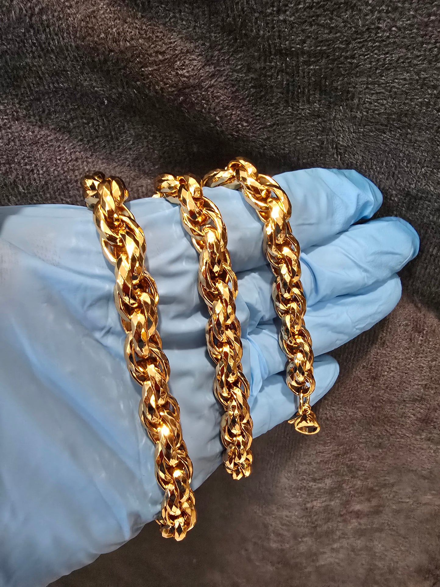 Bold 14K Gold Plated 7.5mm Rope Chain Necklace - 24 Inch Stainless Steel