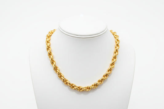 Bold 14K Gold Plated 7.5mm Rope Chain Necklace - 24 Inch Stainless Steel