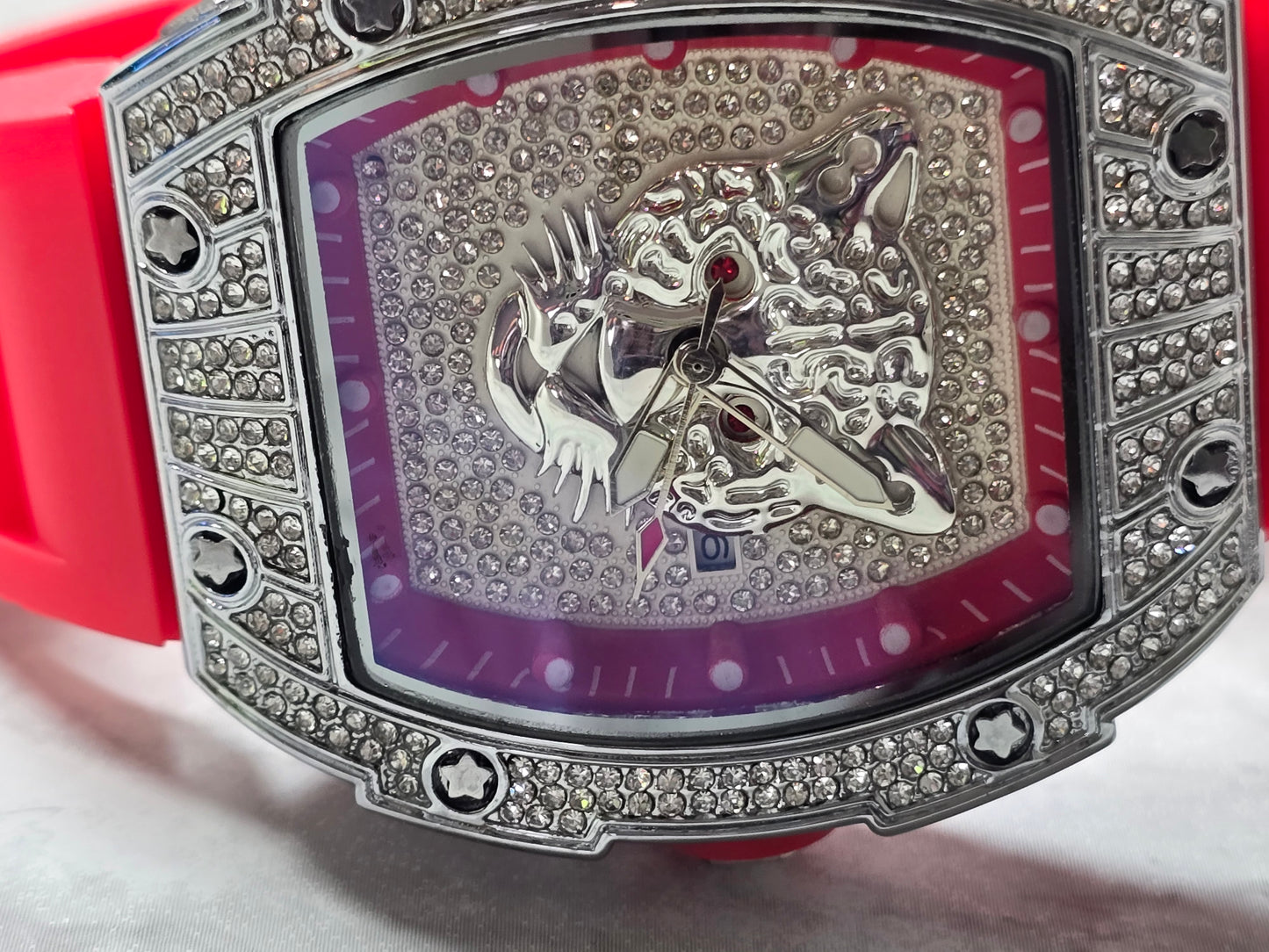 45mm Sports luxury  watch Tiger Face VVS CZ Stones