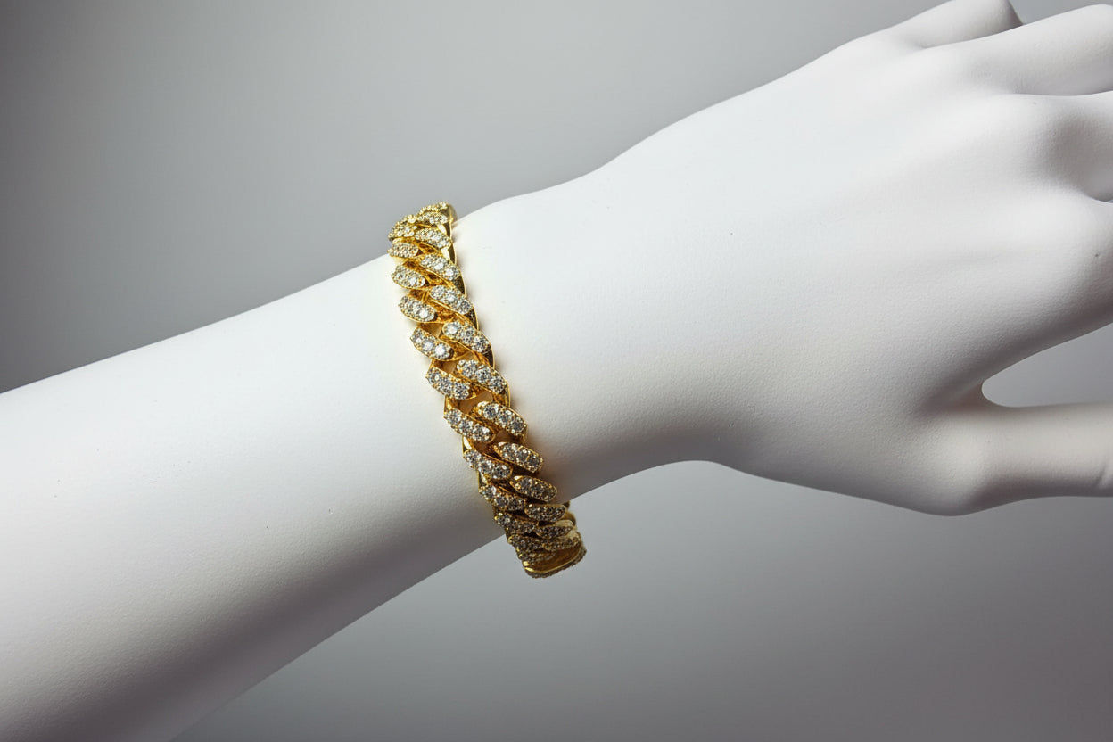 The Signture "Qorn"Essential 8mm Miami Cuban Iced-Out High Shine Bracelet 5X PLATING