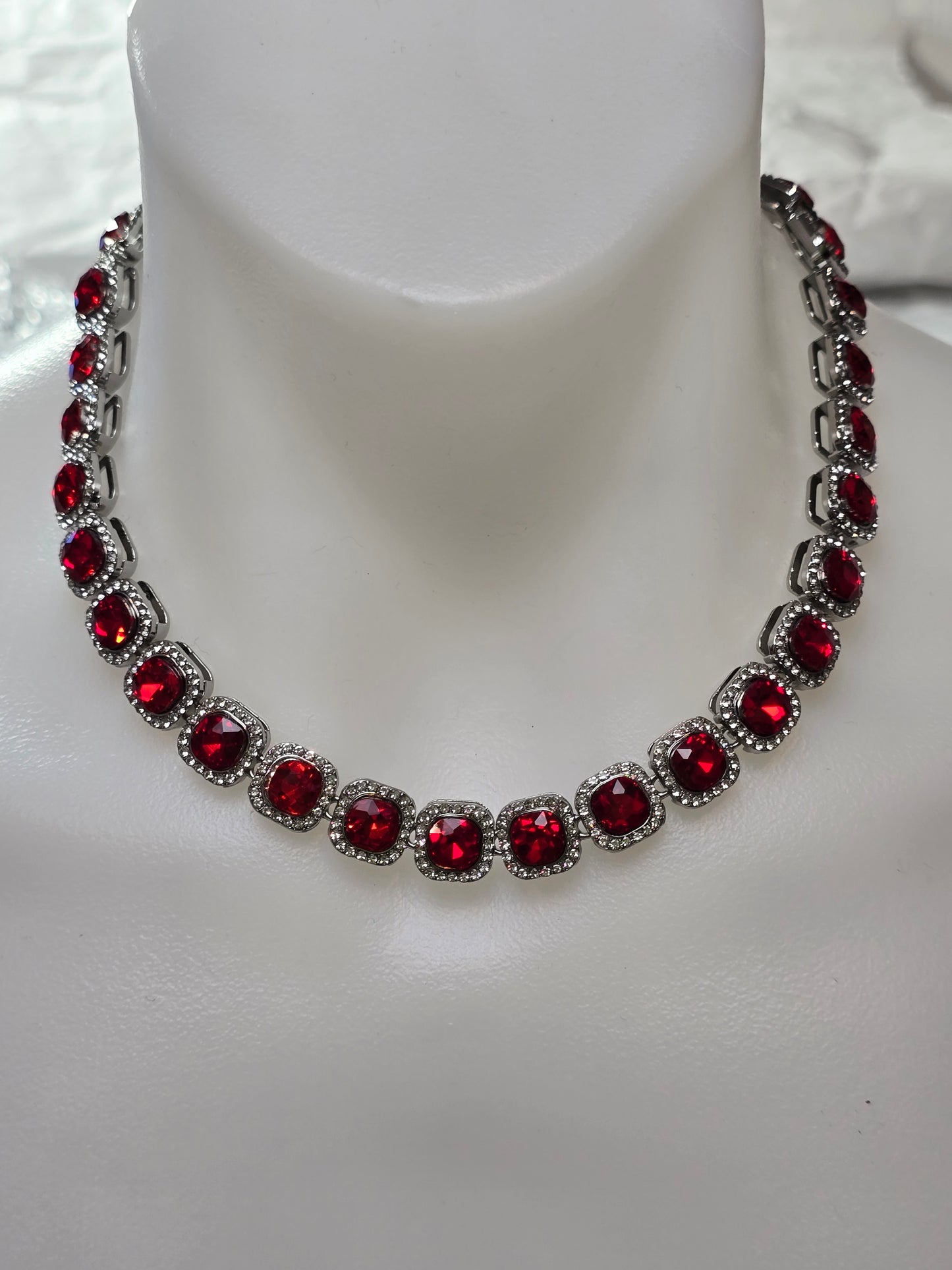 12MM Halo Cushion Cut Vibrant Tennis Necklace
