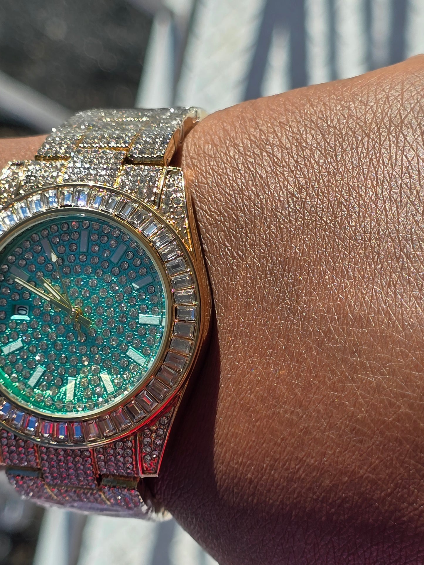 41mm Iced Out Gold Watch VVS CZ Stones Water Resistant Stainless Steel New.
