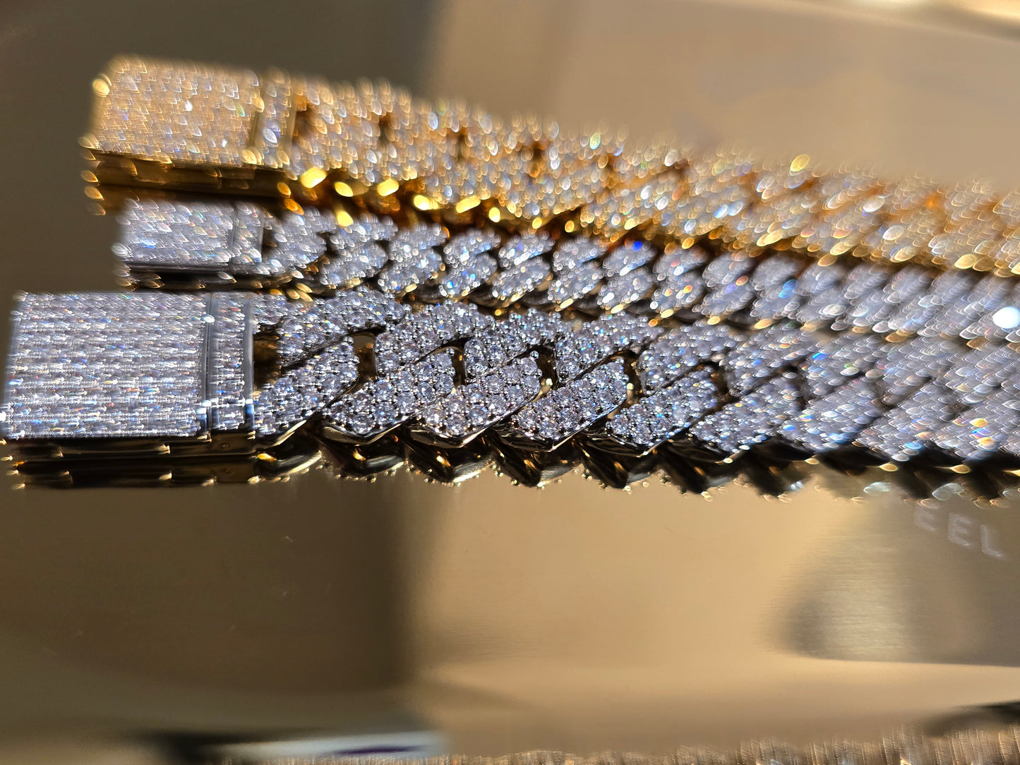 (2)Luxury 14mm 2-Row & 1-Row Cuban Bracelet Trio | 18K Gold & White Gold Plated 5A VVS CZ