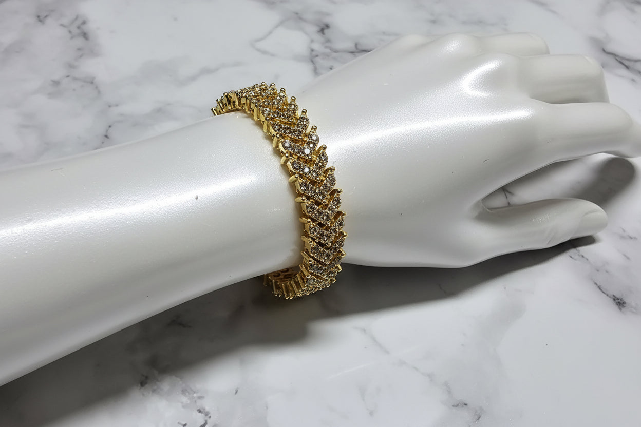 8inch 8mm 18k gold stainless steel  chevron bracelet