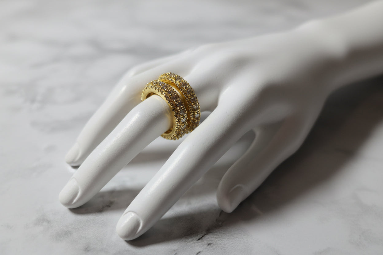 18k Gold-Tone iced out ring.