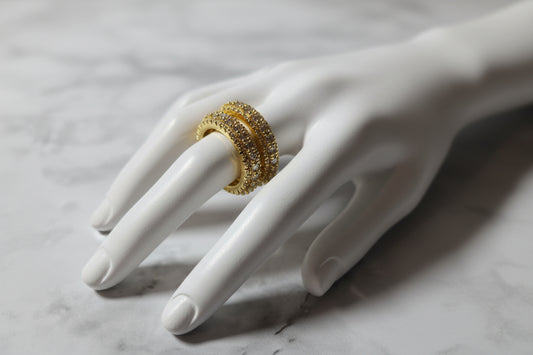 18k Gold-Tone iced out ring.