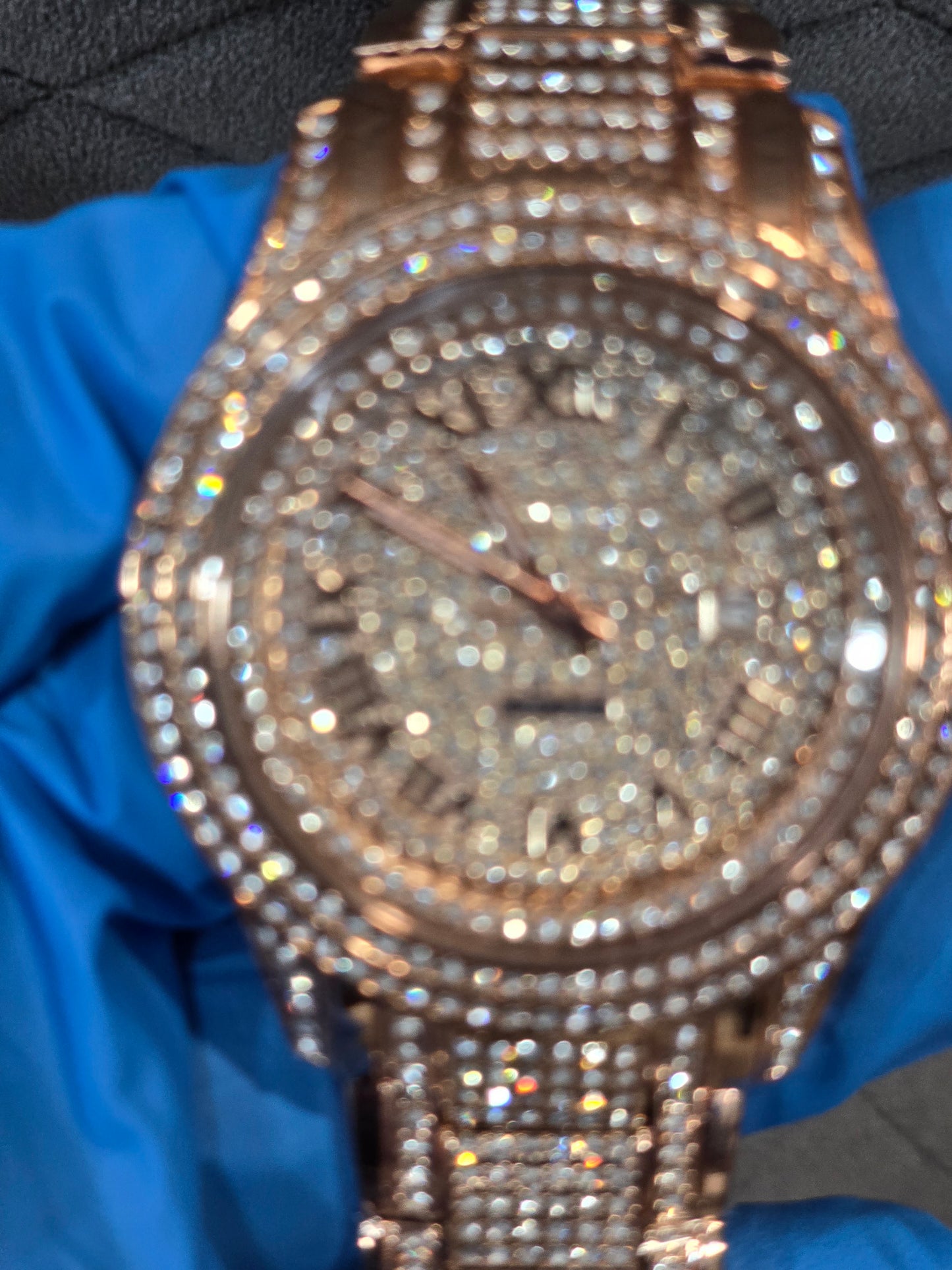 Bling Luxury Iced Out 45mm Rose Gold CZ Watch | Quartz Movement. CZ Flooded. SS