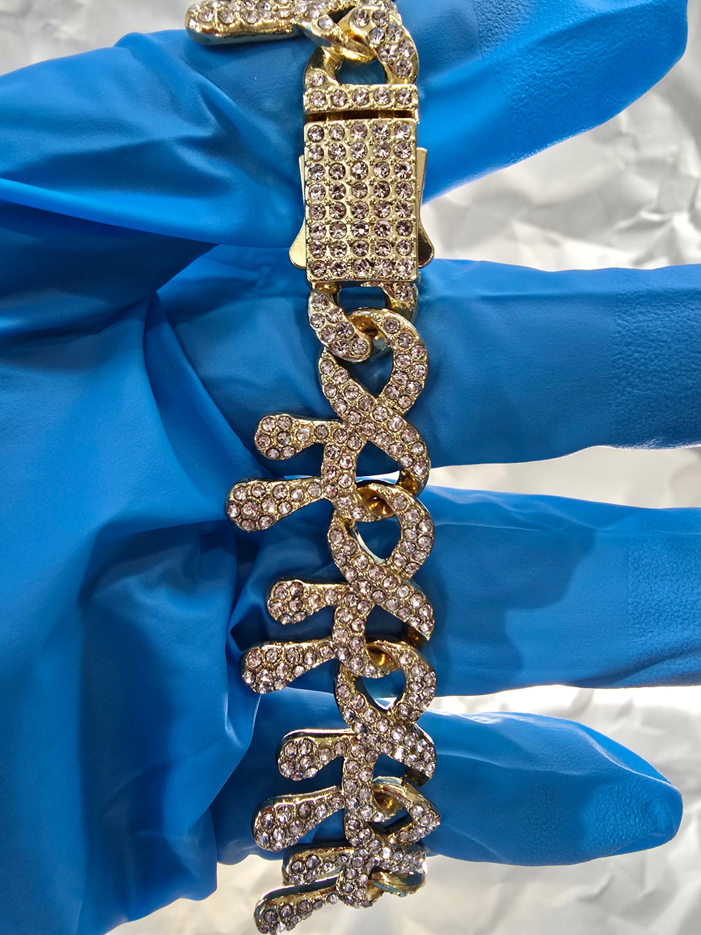 Unique Iced Out Vine Link Chain  20" VVS CZ Gold Plated.