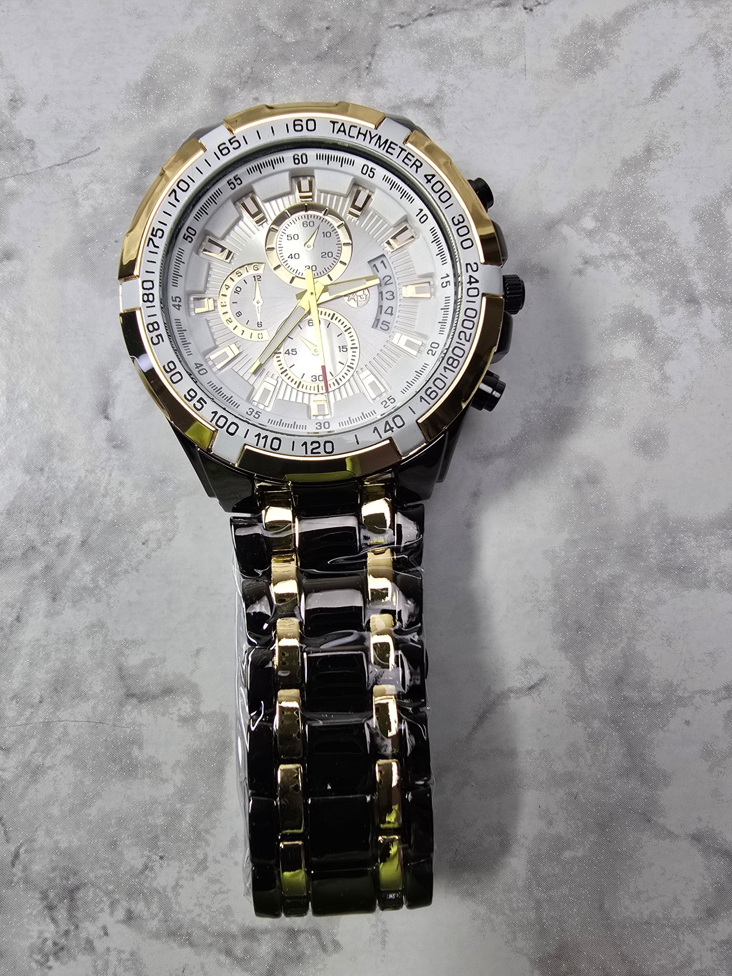 45mm Chronograph-Style Watch with Tachymeter Bezel.