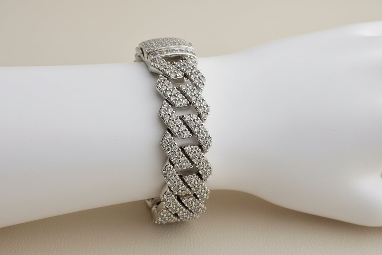 The Signature"Qorn" Heavy Hitter Cubana  Multi-Row Iced- Out links 5X PLATING