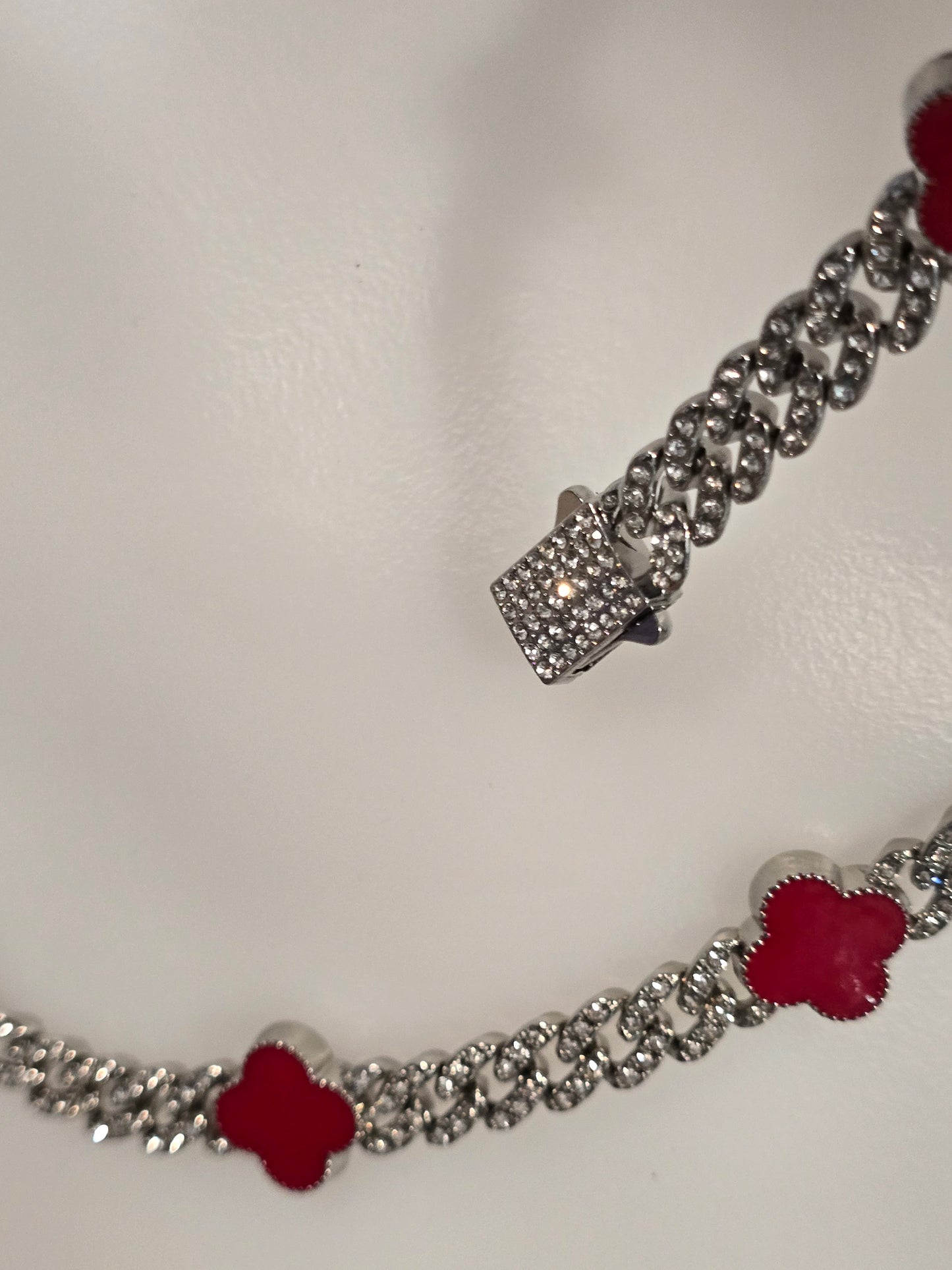 ICED OUT 24inch Red Clover Necklace