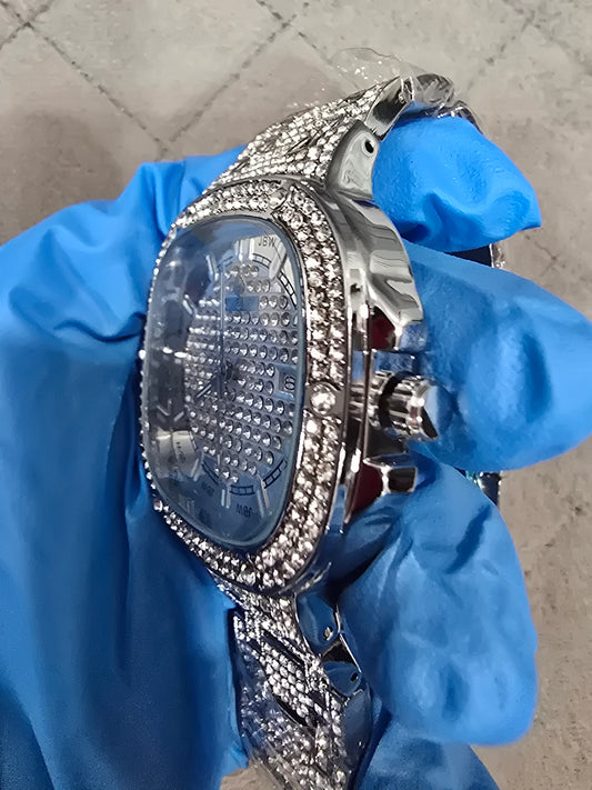 42MM Iced Out Statement Watch - VVS CZ Stones - Silver Over Copper ,SS