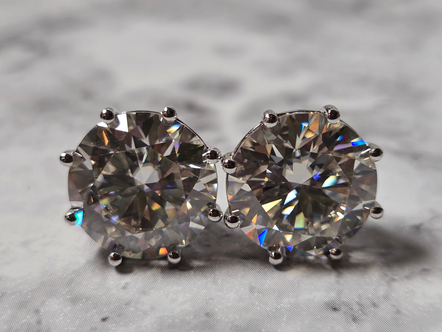 JUMBO 24ct Moissanite Stud Earrings 15mm D VVS1 925 Silver GRA Certified 8-Prong