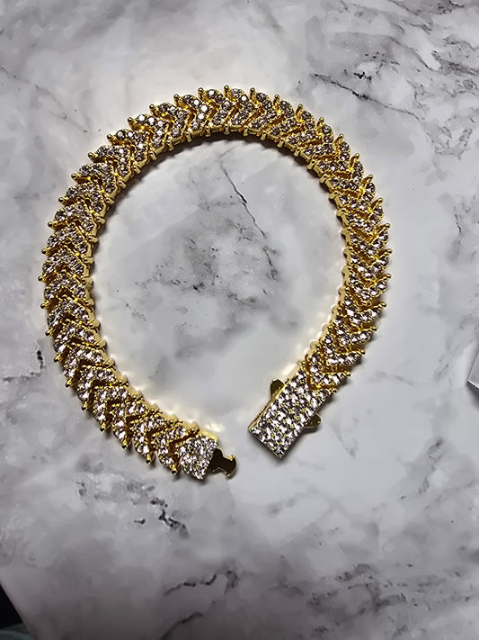 8inch 8mm 18k gold stainless steel  chevron bracelet