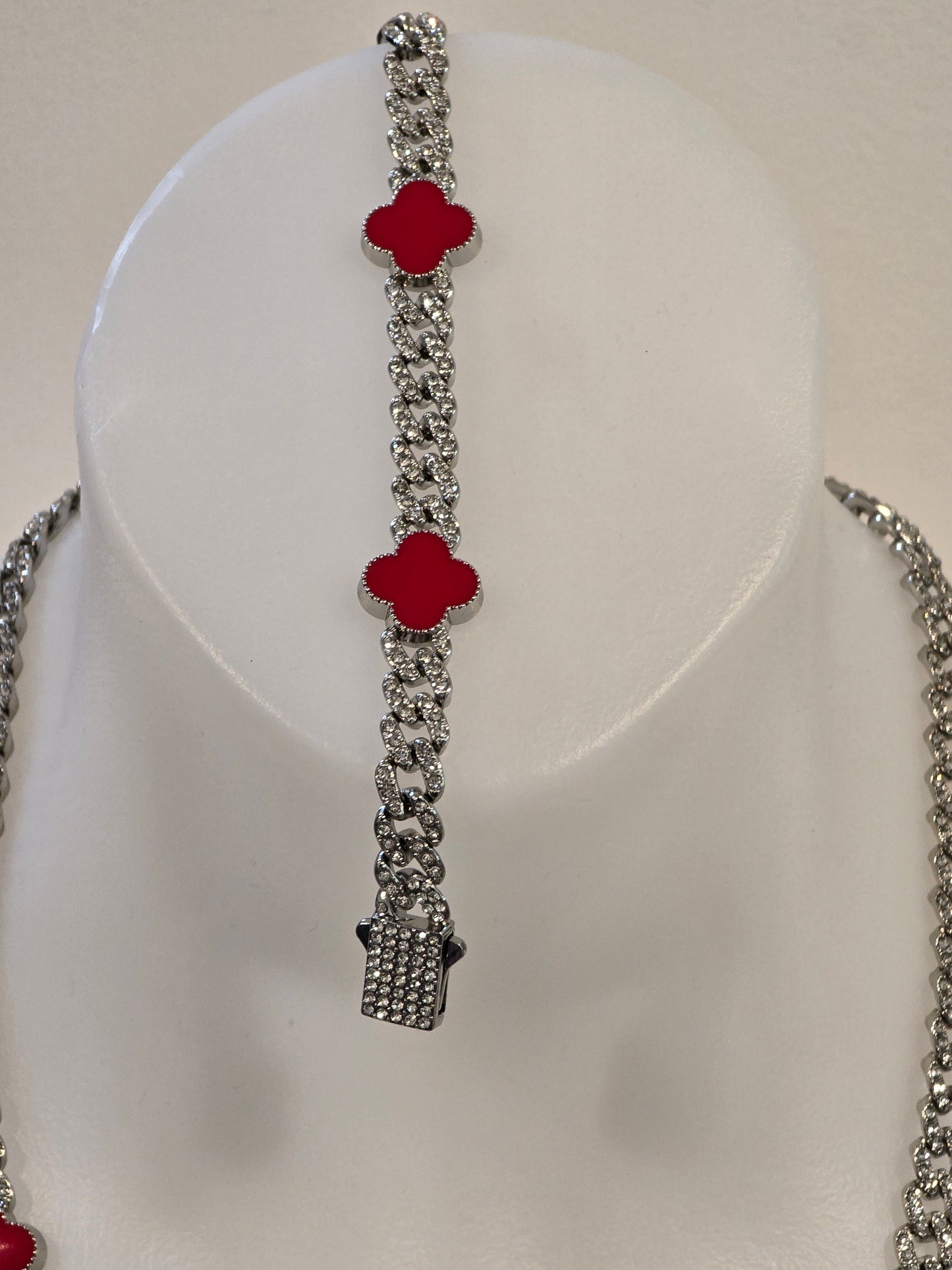 ICED OUT 24inch Red Clover Necklace